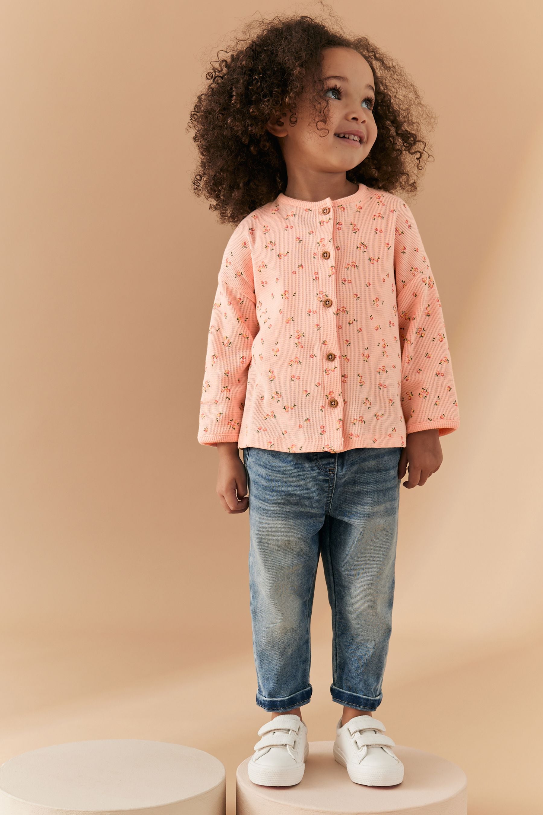 Pink Ditsy Floral Textured Cardigan (3mths-7yrs)