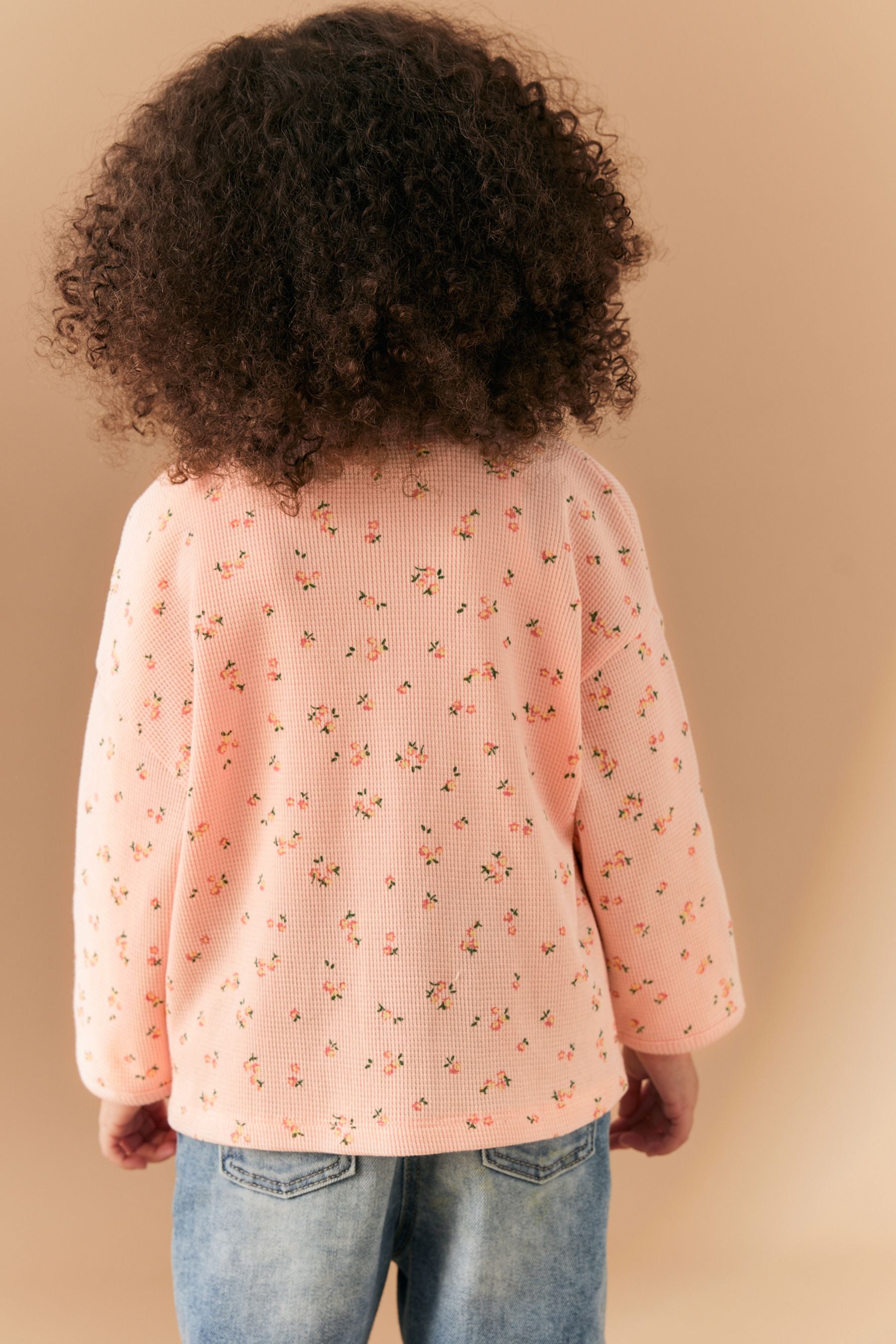 Pink Ditsy Floral Textured Cardigan (3mths-7yrs)