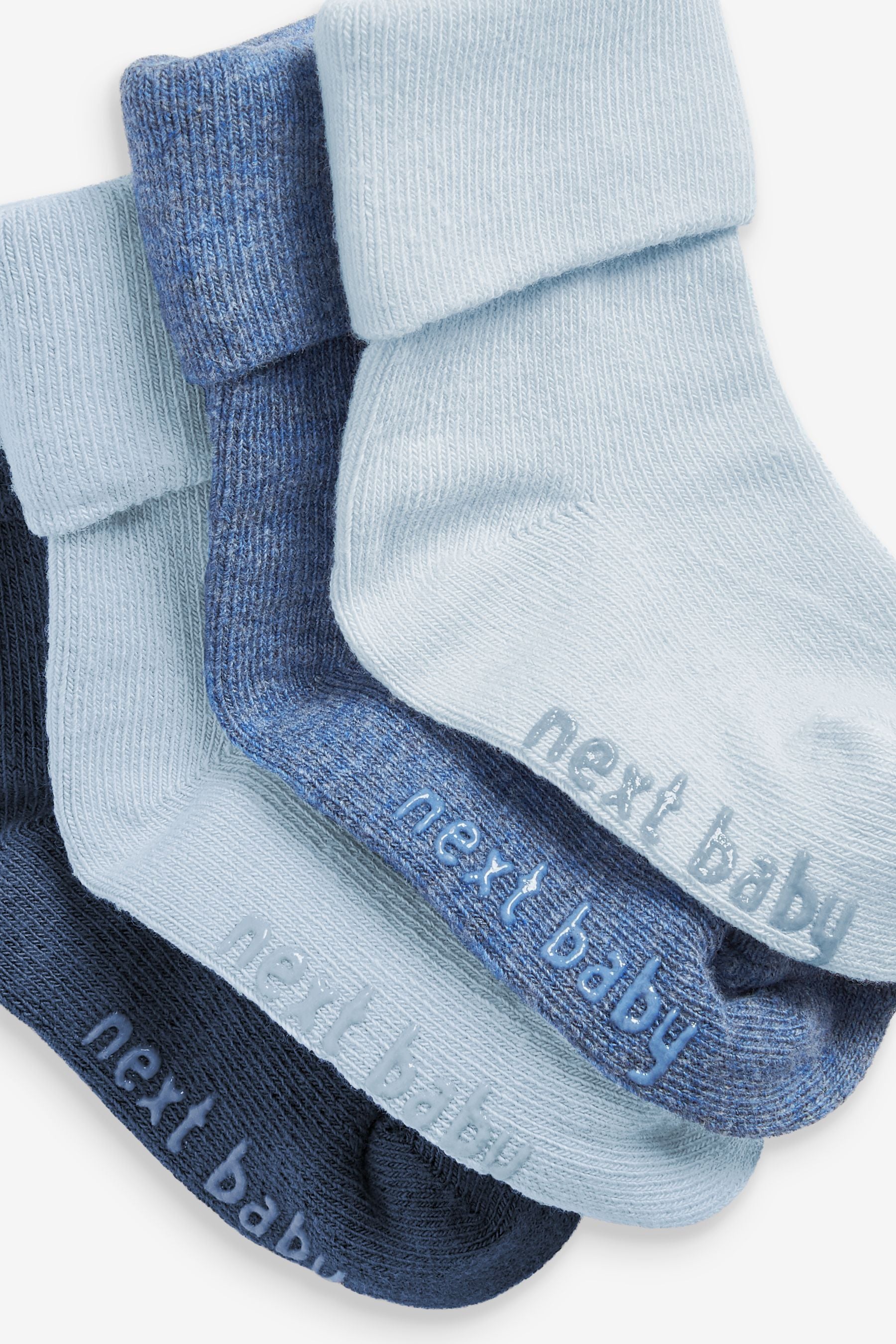 Blue 4 Pack Roll Top Baby Socks (0mths-2yrs)