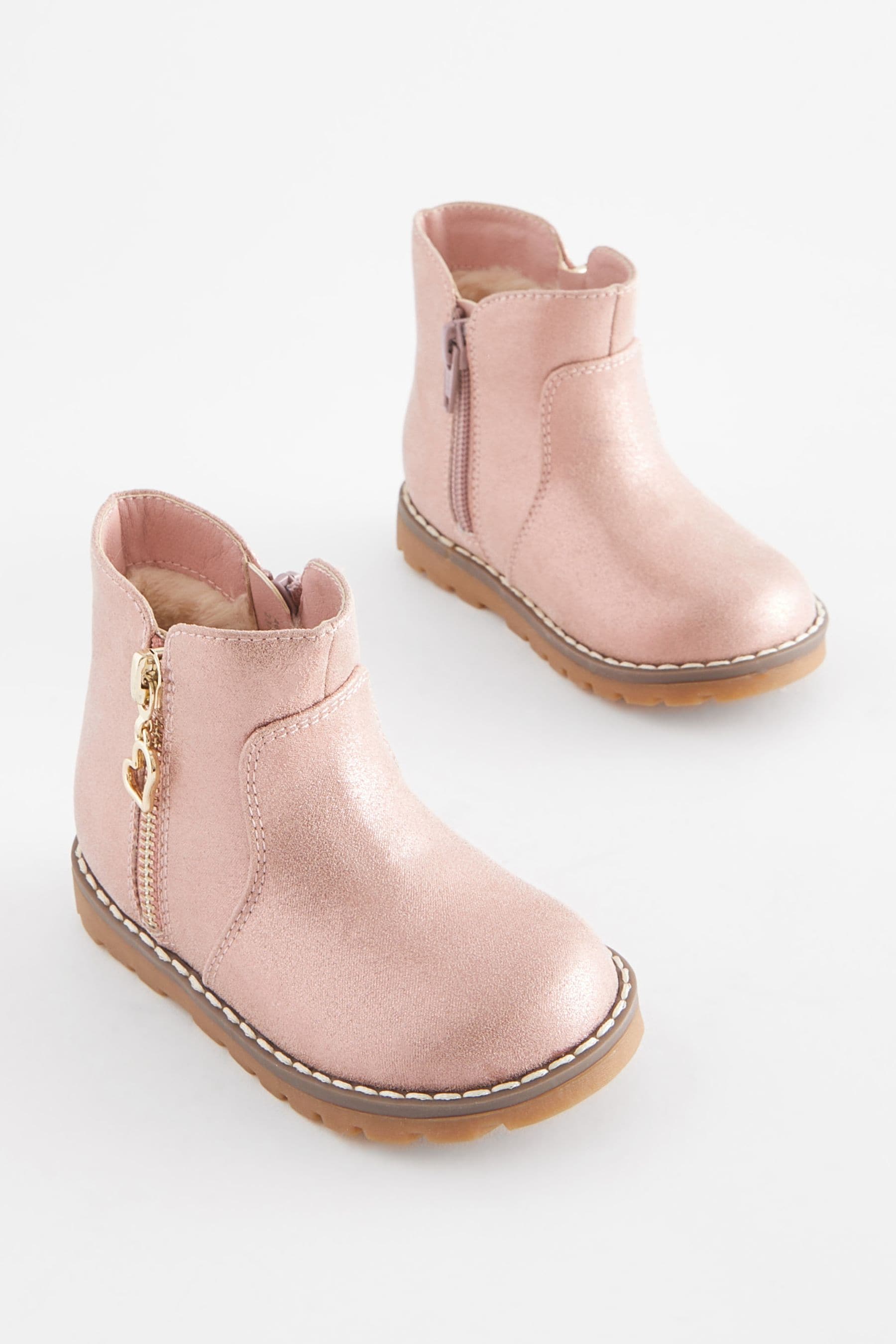 Pink Shimmer Chelsea Zip Boots