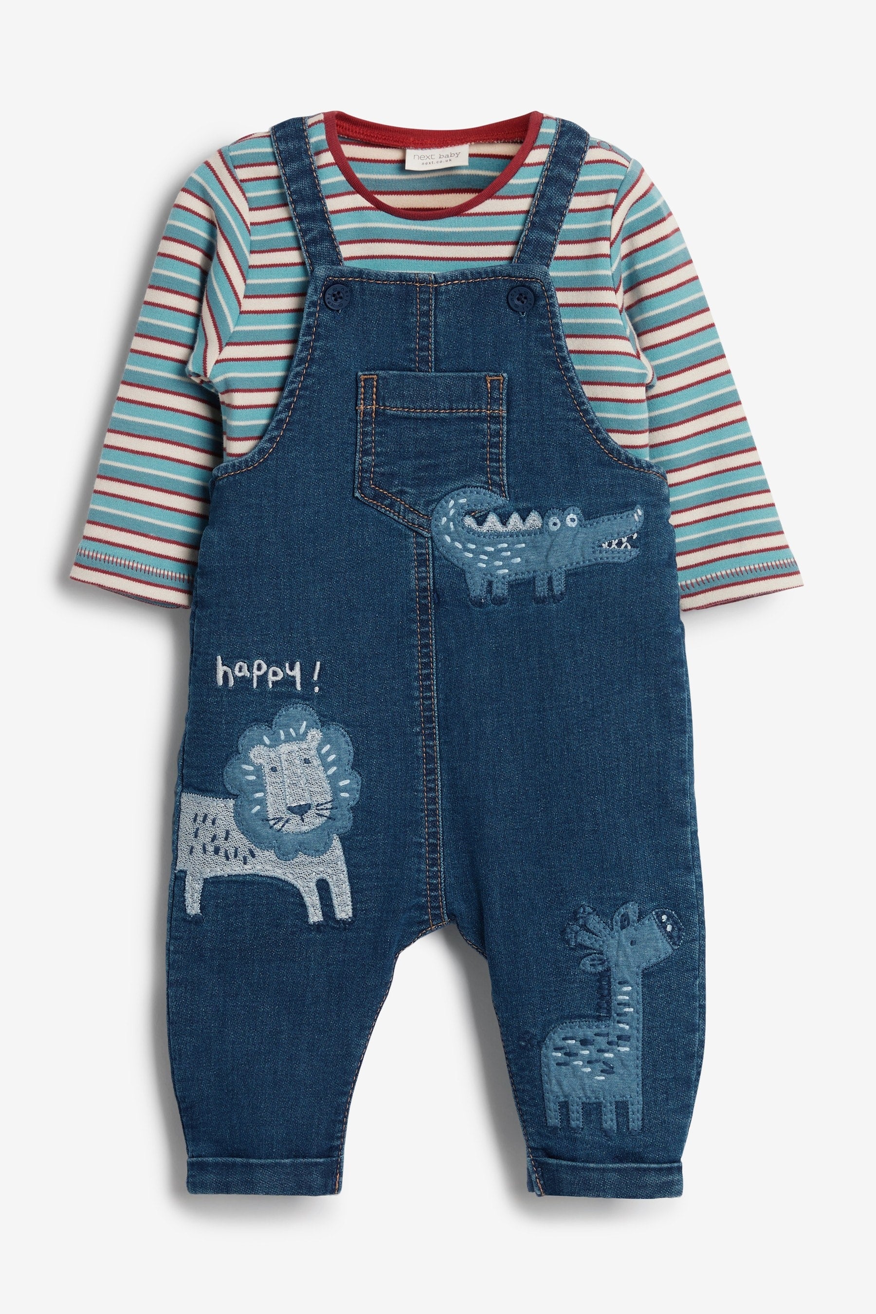 Blue Lion Baby 2 Piece Denim Dungaree And Bodysuit Set (0mths-2yrs)