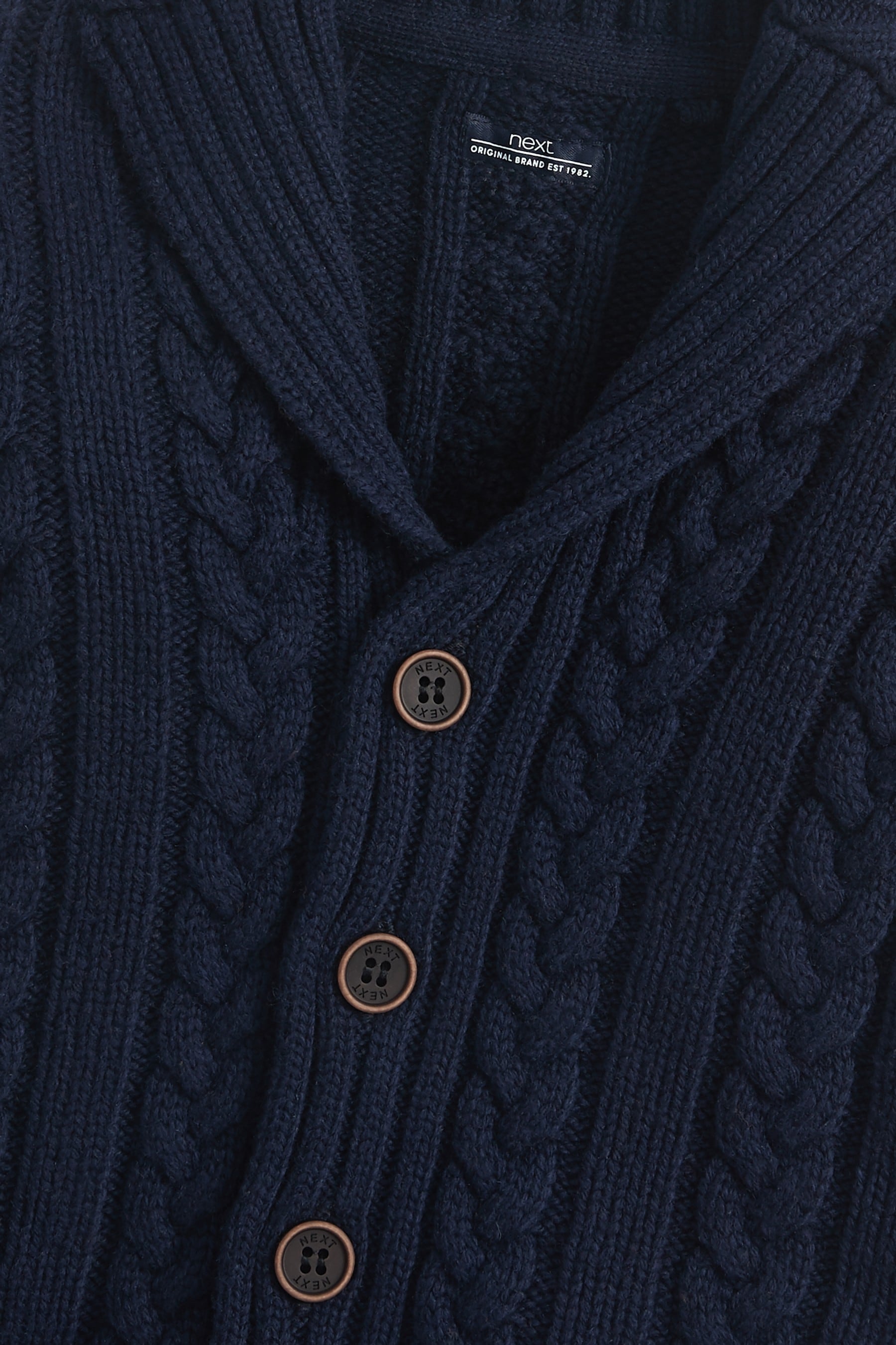 Navy Cable Button Through Cardigan (3mths-7yrs)