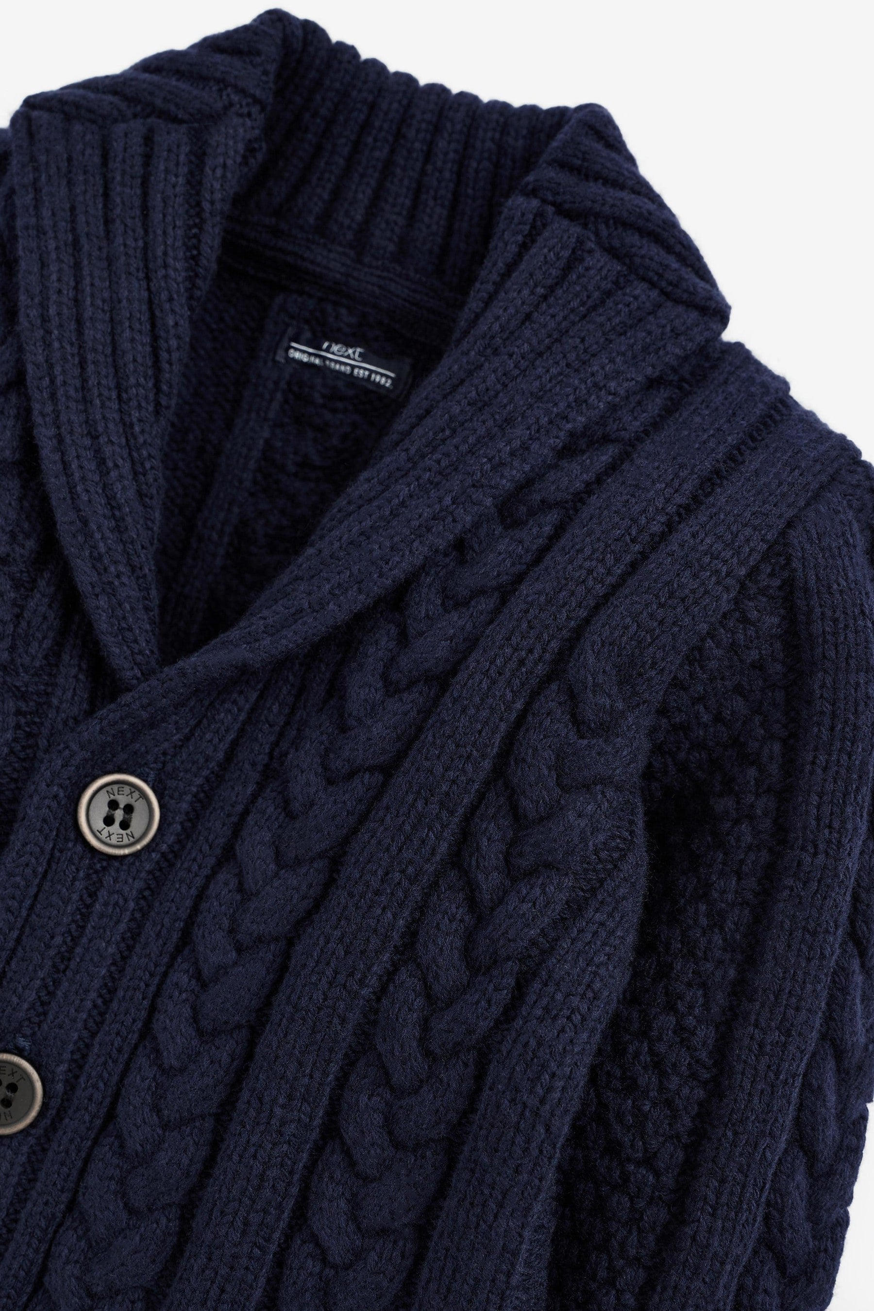 Navy Cable Button Through Cardigan (3mths-7yrs)