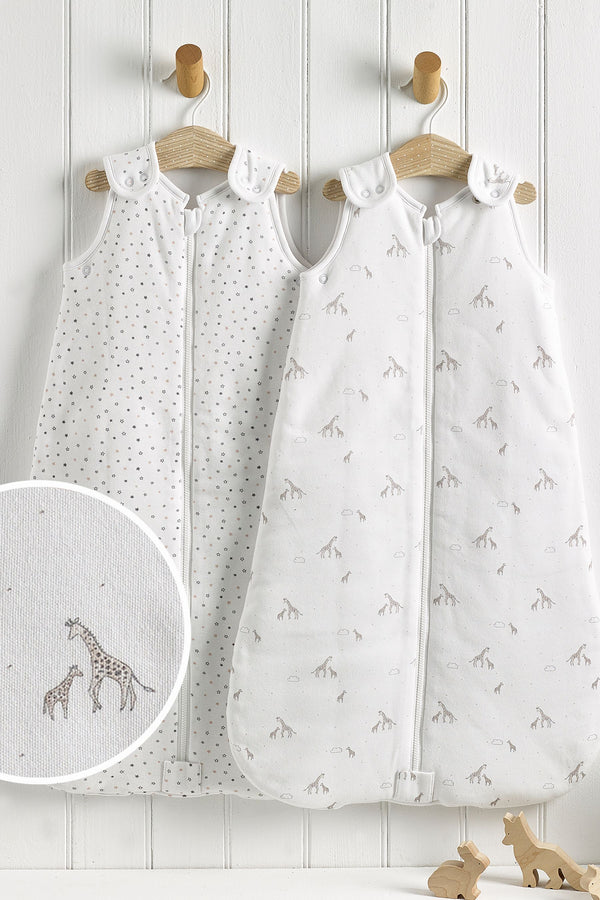 2 Pack Cream Baby Gentle Giraffe 100% Cotton 2.5 Tog Sleep Bags