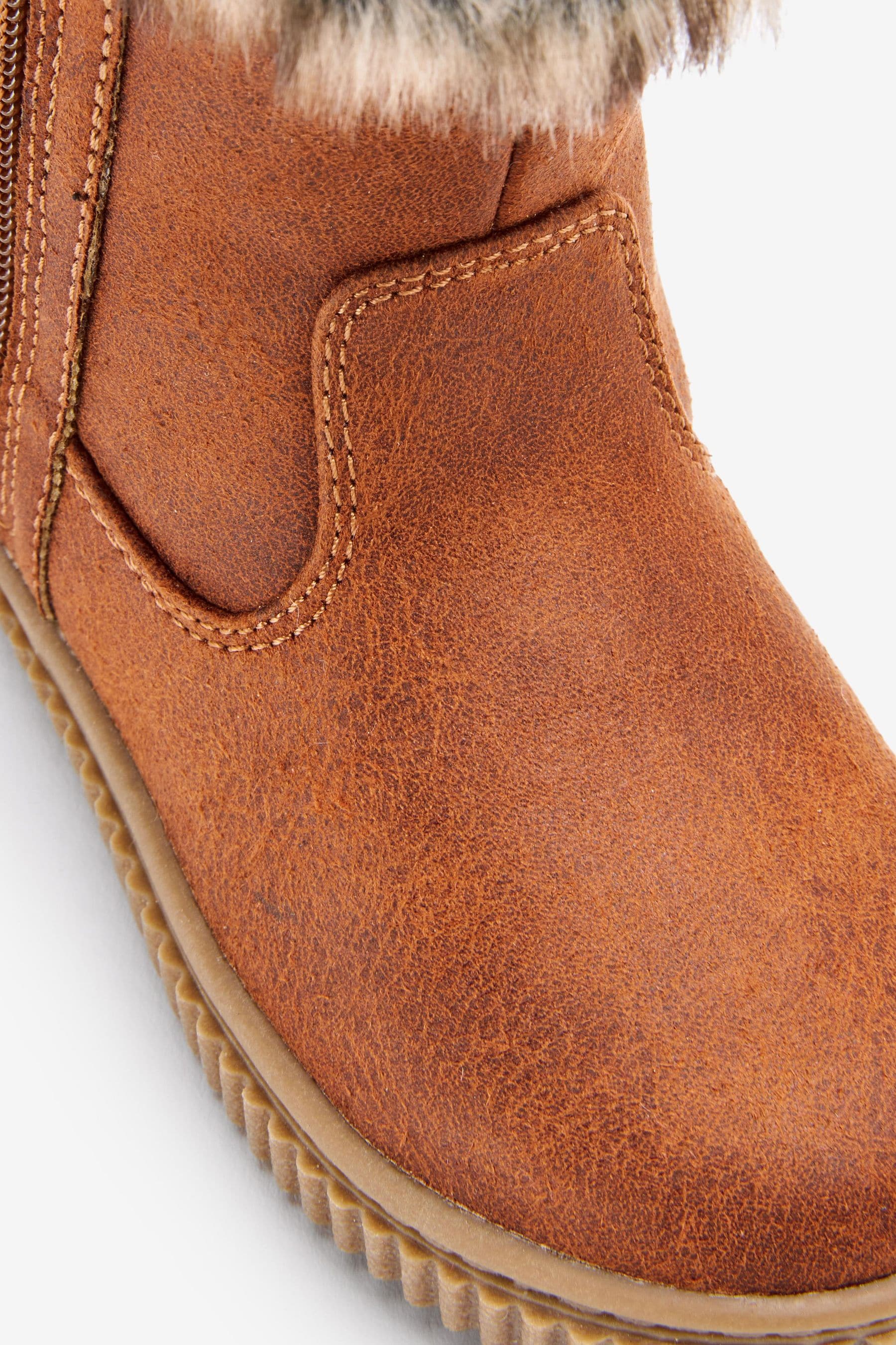 Tan Brown Thinsulate Warm Lined Thermal Tall Zip Boots