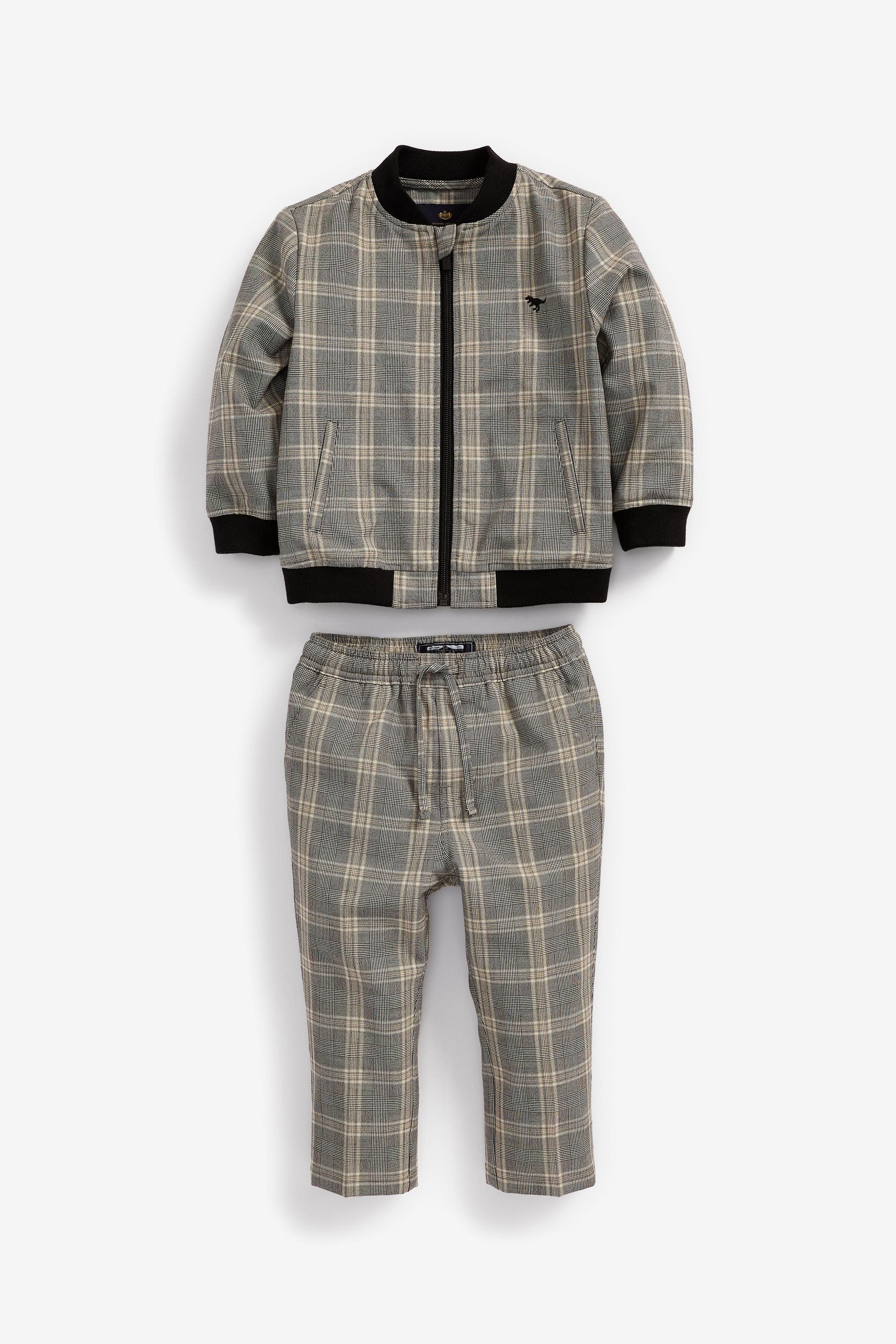 Grey Check Bomber Jacket And Trousers Set (3mths-7yrs)