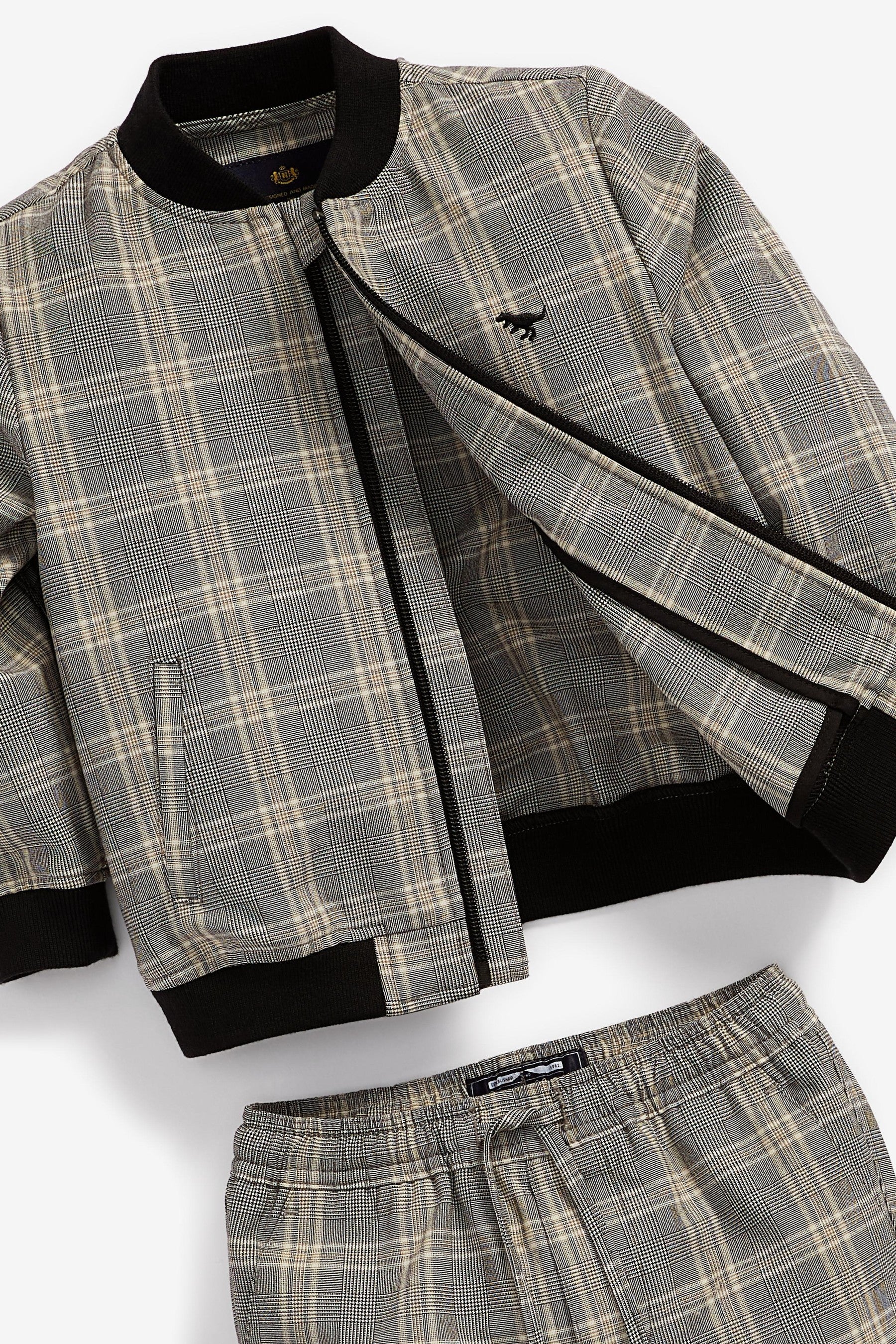 Grey Check Bomber Jacket And Trousers Set (3mths-7yrs)