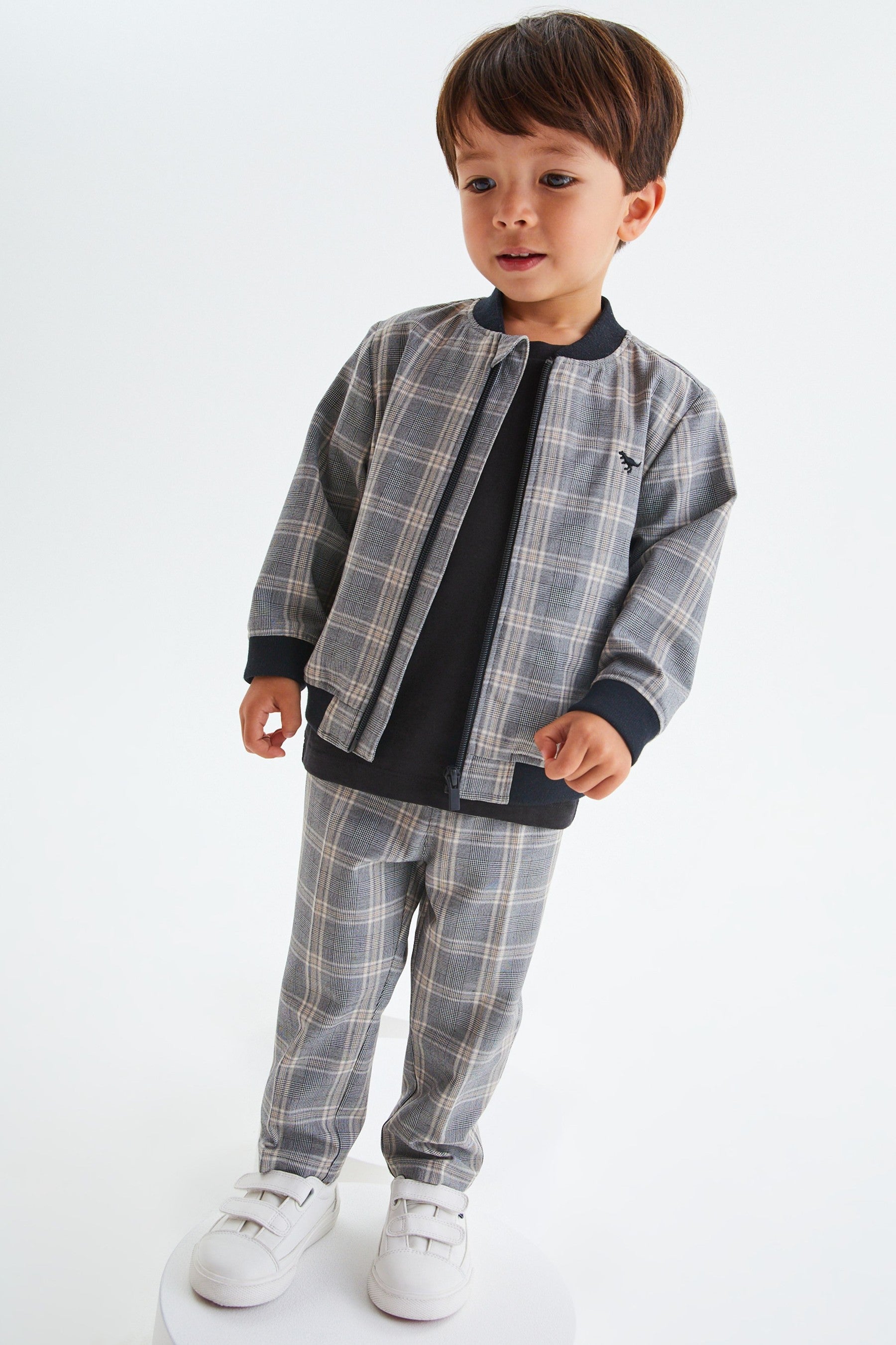 Grey Check Bomber Jacket And Trousers Set (3mths-7yrs)