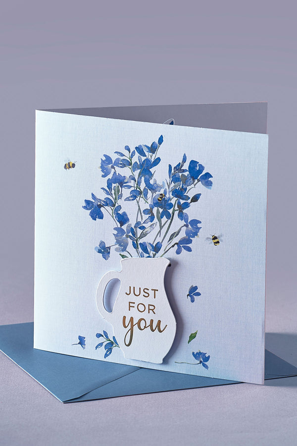 Blue A21 Flower Fold-Out Card