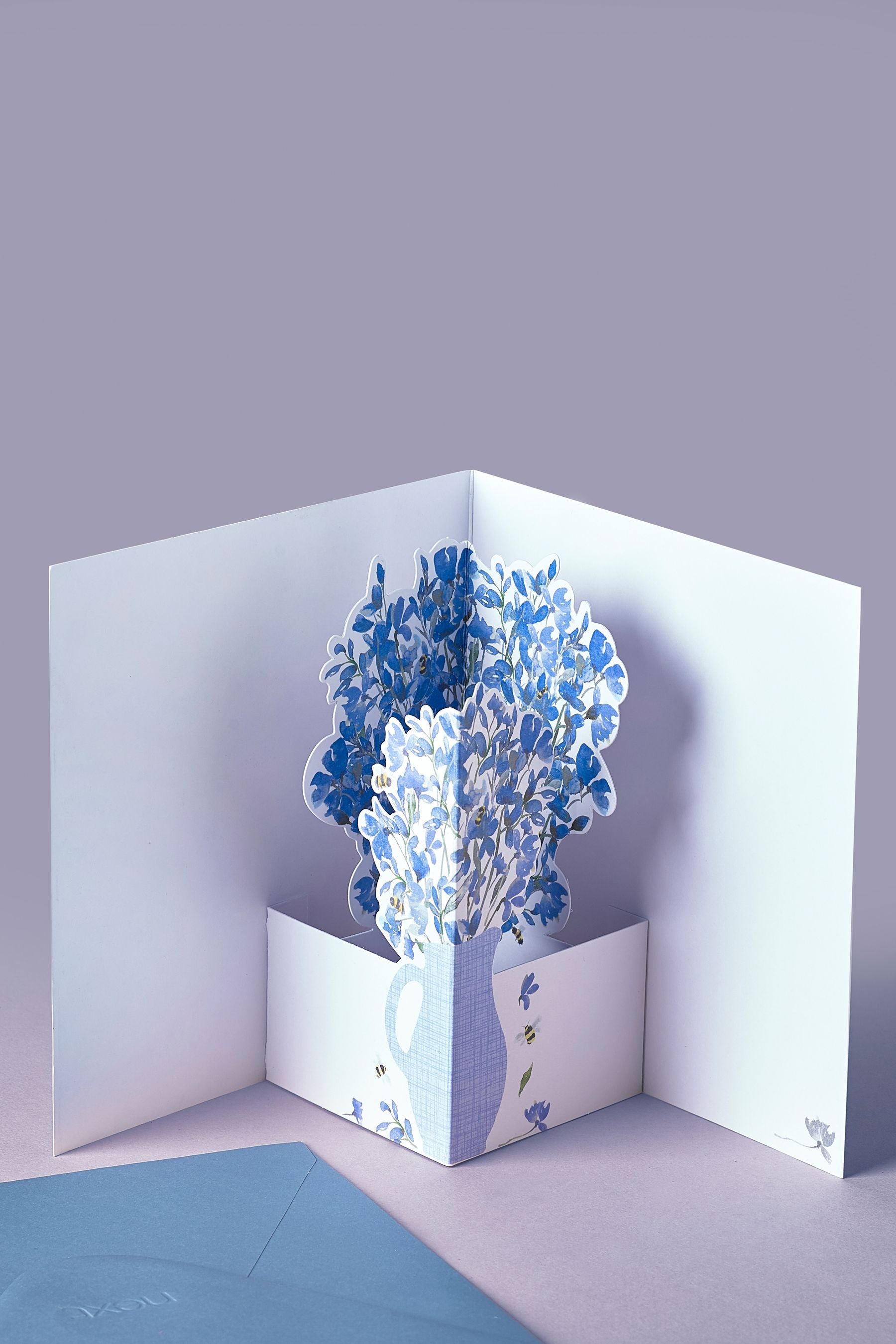 Blue A21 Flower Fold-Out Card