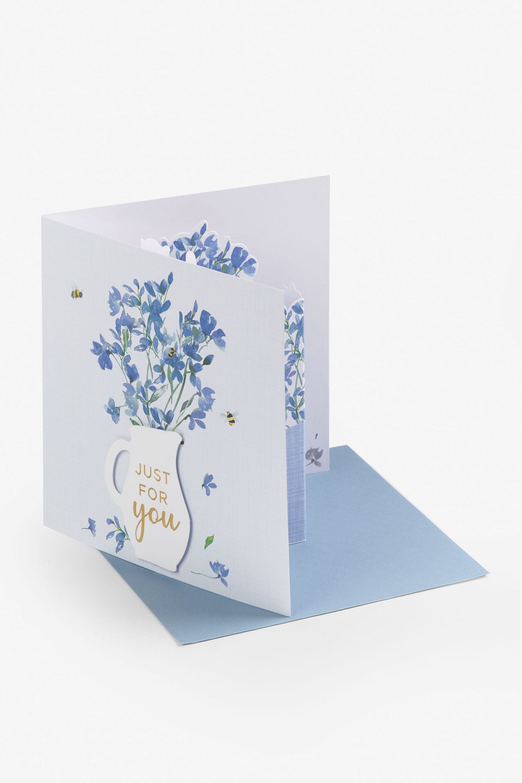 Blue A21 Flower Fold-Out Card