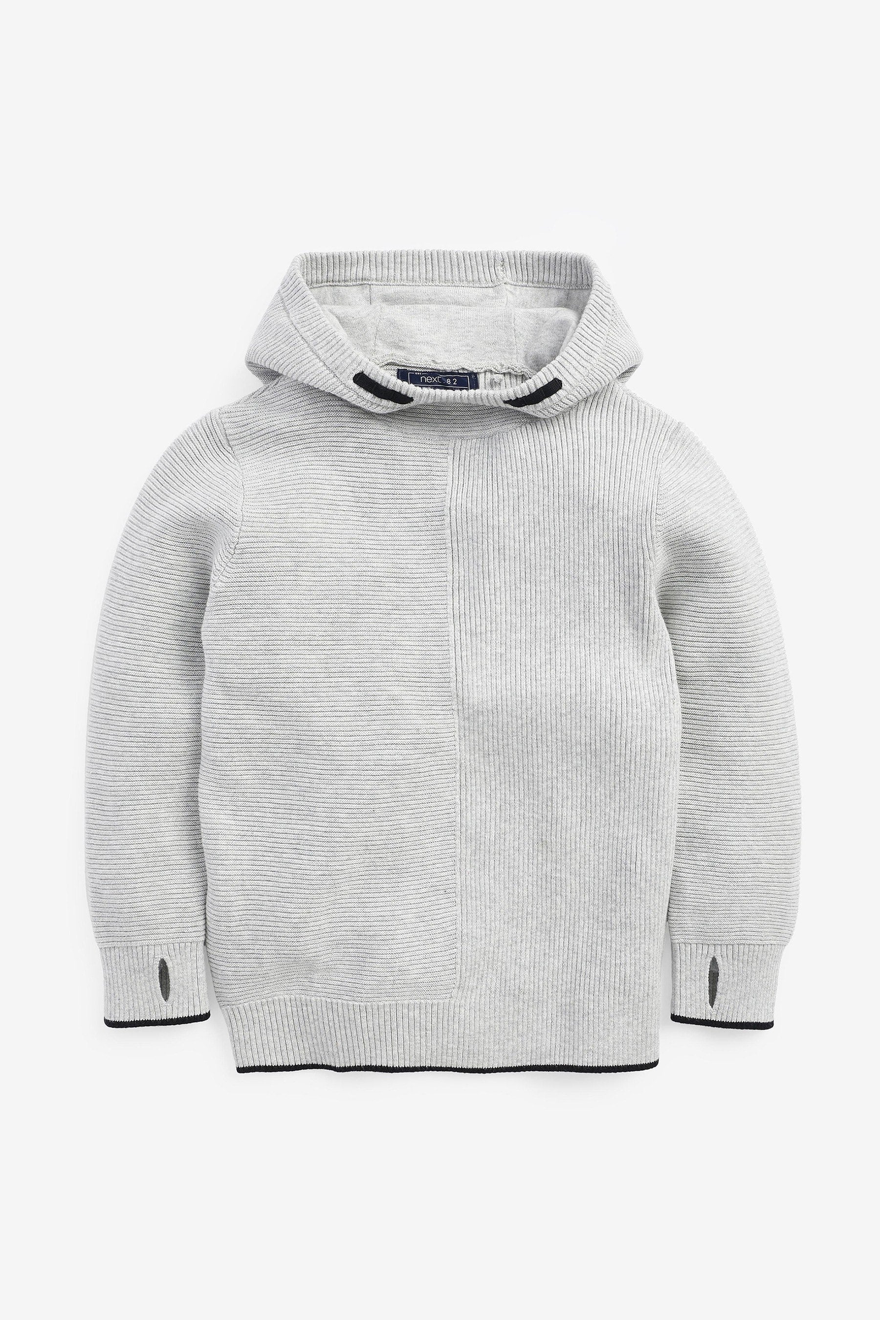 Grey Ripple Knitted Hoodie (3-16yrs)