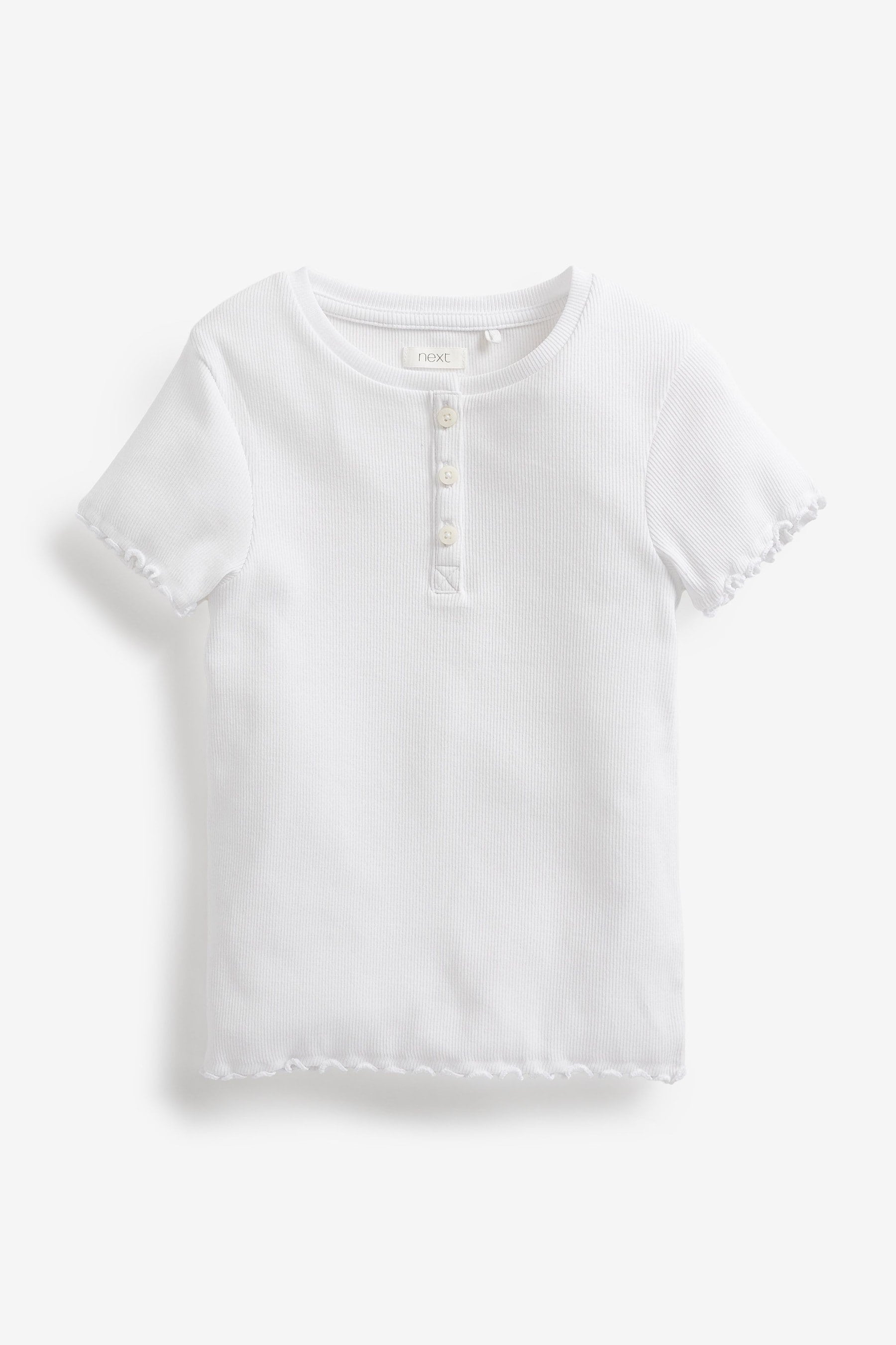 White Ribbed Placket T-Shirt (3-16yrs)