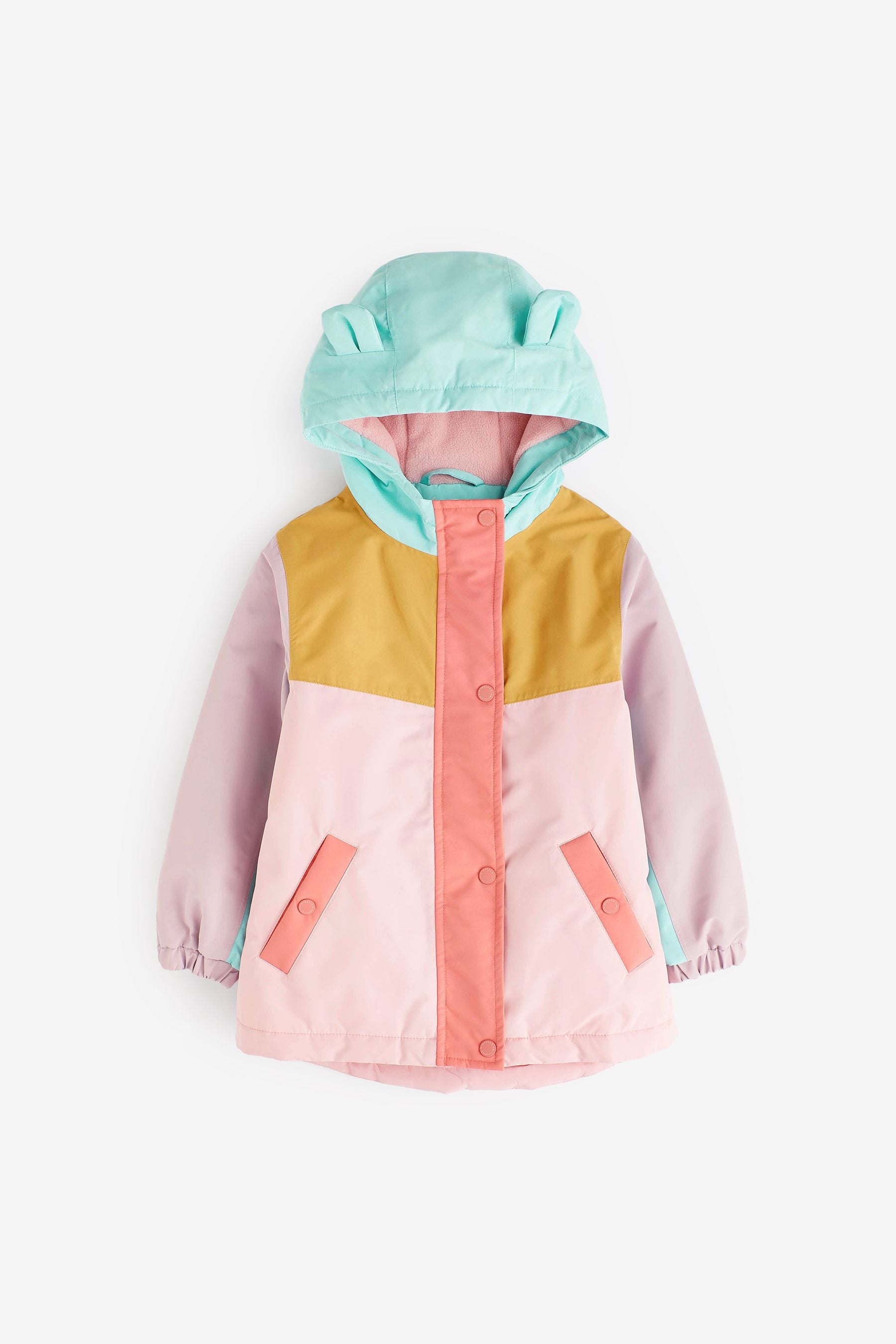 Pink Waterproof Colourblock Jacket (9mths-7yrs)