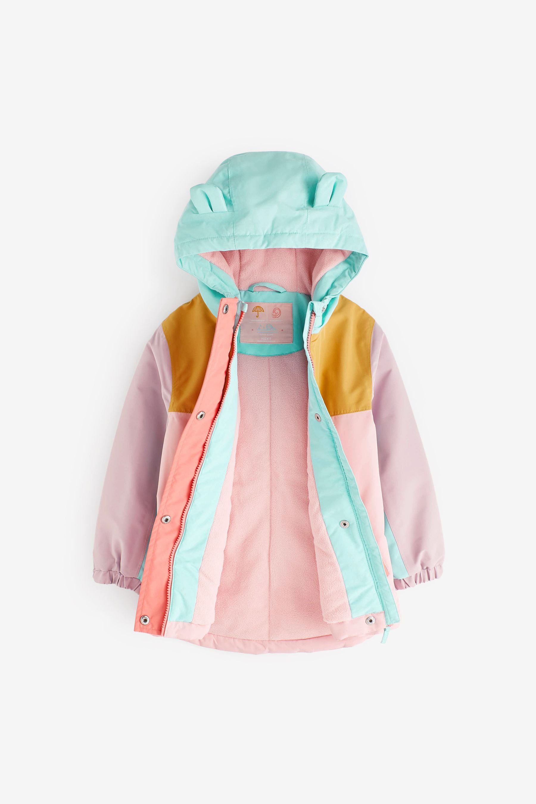 Pink Waterproof Colourblock Jacket (9mths-7yrs)