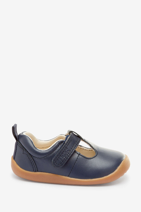 Navy Leather First Walker T-Bar Shoes