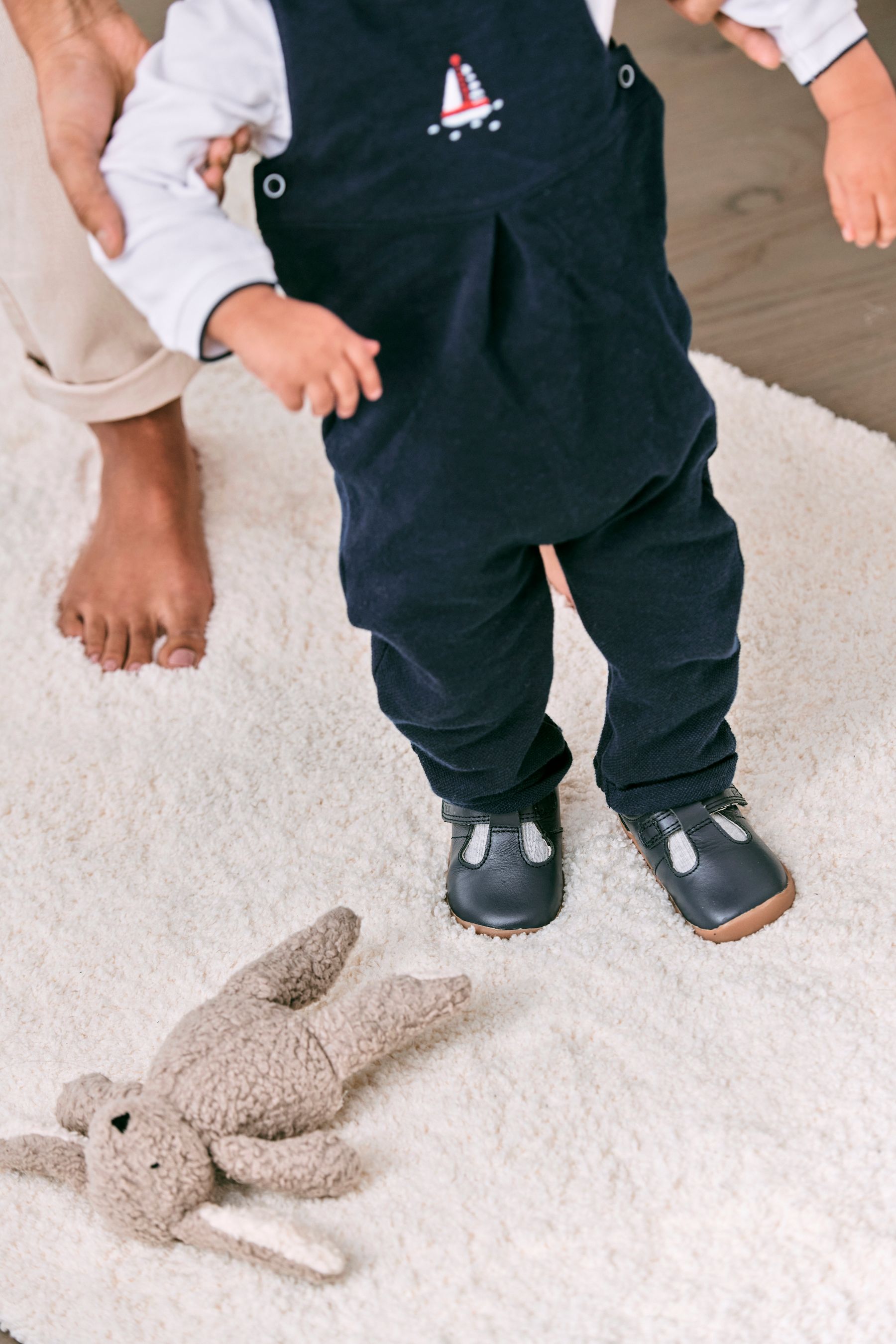 Navy Leather First Walker T-Bar Shoes