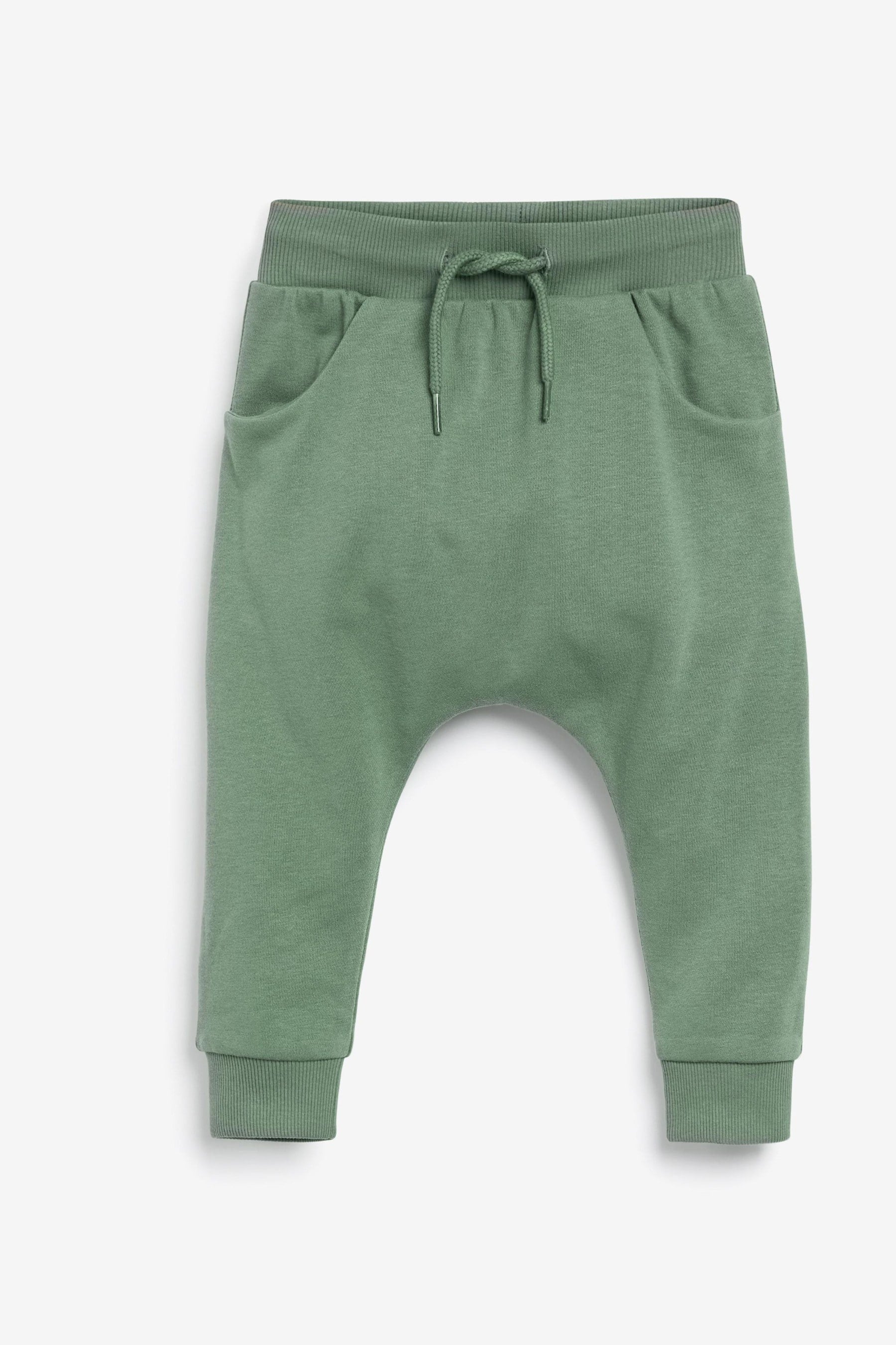 Soft Khaki Green Drop Crotch Joggers (3mths-7yrs)