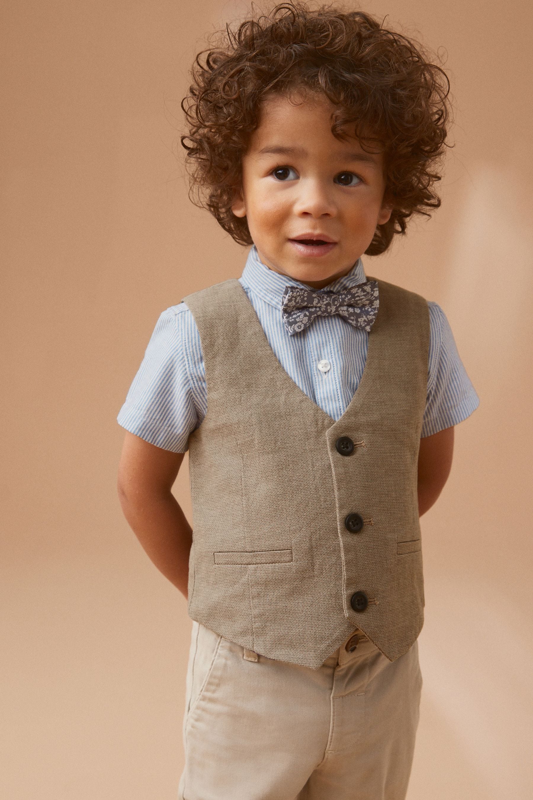 Tan Waistcoat, Shirt and Bow Tie Set (3mths-9yrs)