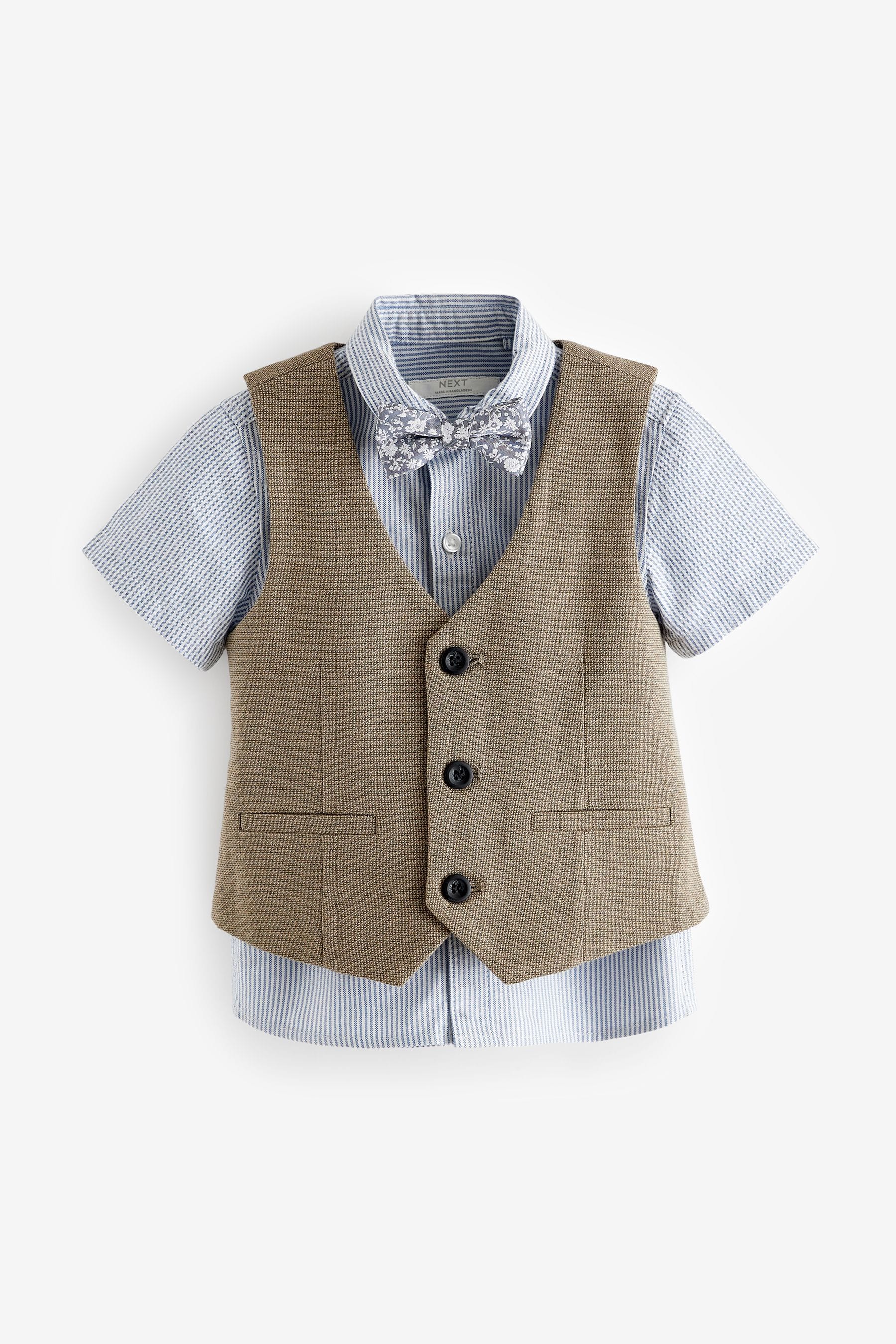 Tan Waistcoat, Shirt and Bow Tie Set (3mths-9yrs)