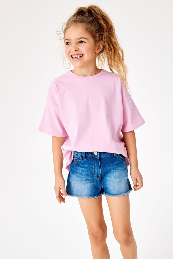 Mid Blue Frayed Hem Denim Shorts (3-16yrs)