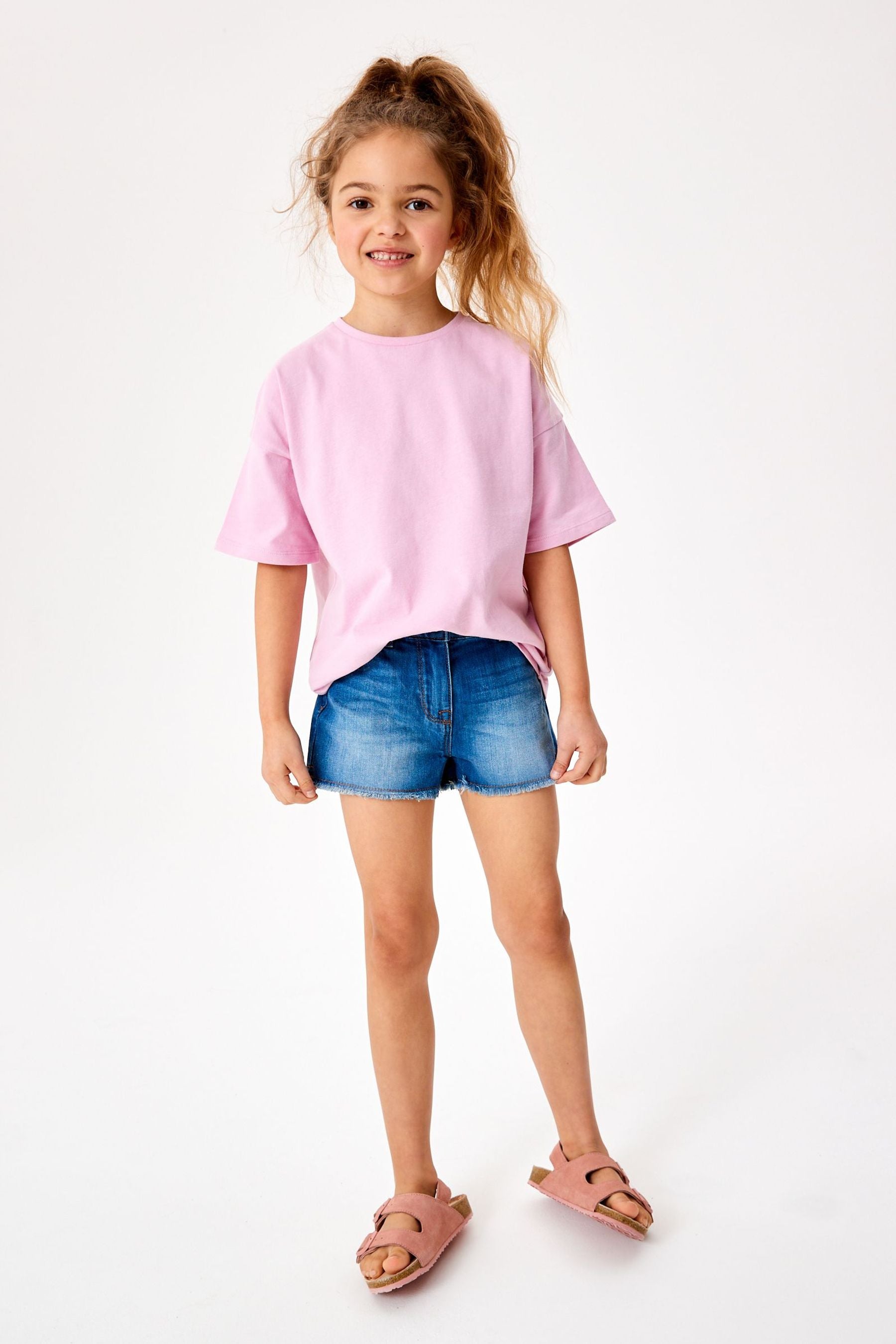 Mid Blue Frayed Hem Denim Shorts (3-16yrs)