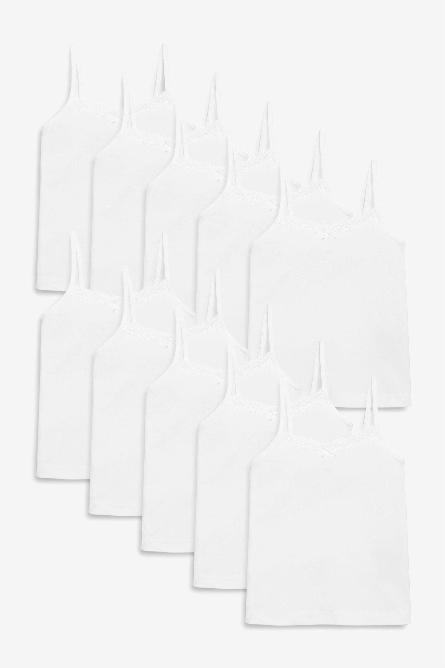 White 10 Pack Strappy Cami Vests (1.5-16yrs)