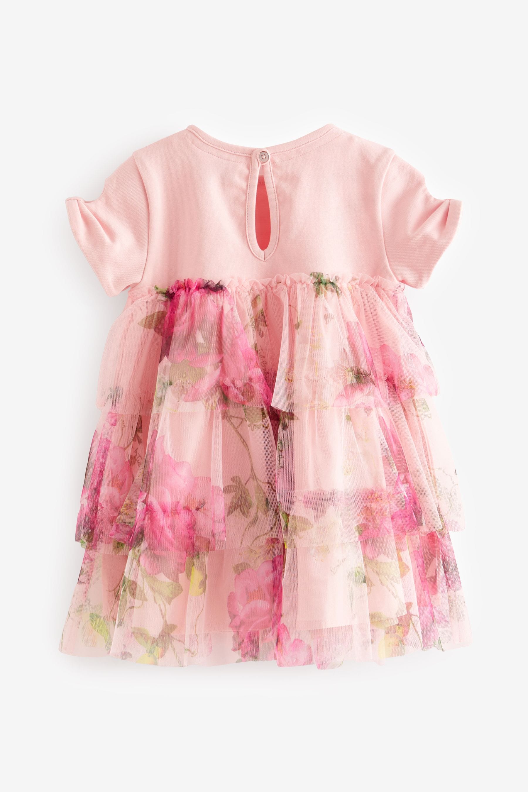 Pink Baker by Ted Baker Pink Mesh Tiered Mockable Dress