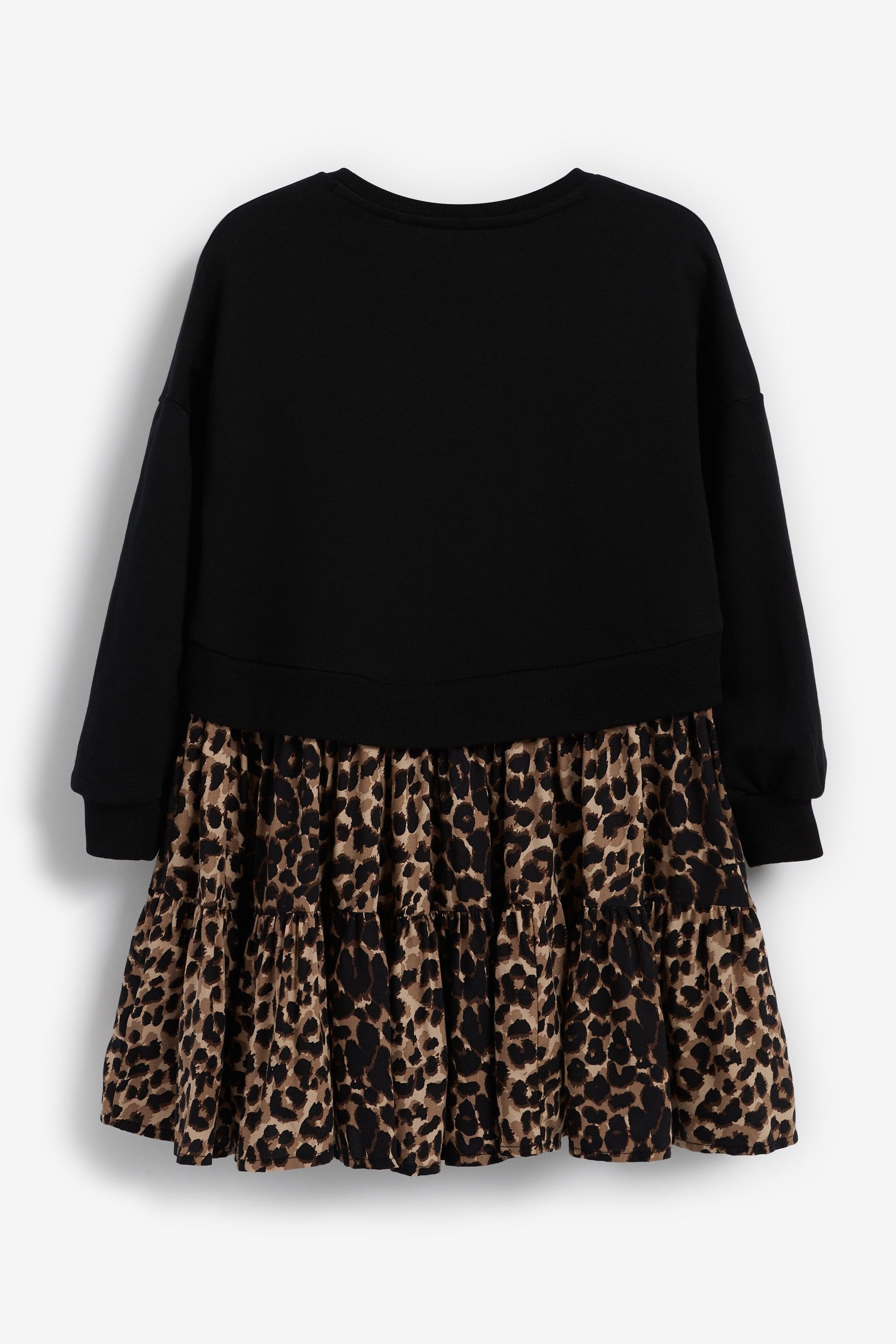 Black Animal Print Long Sleeve Dress Set (3-12yrs)