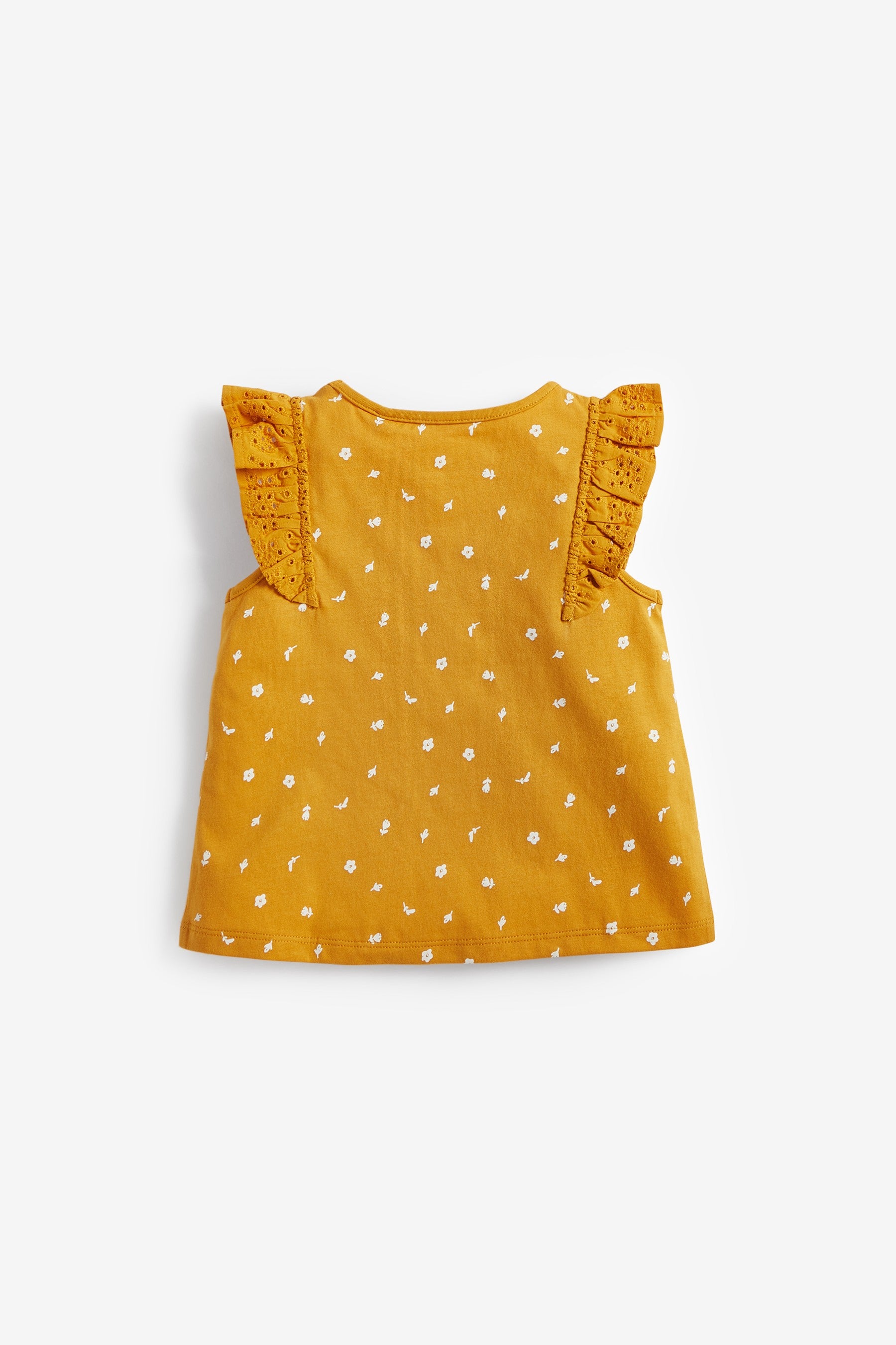 Ochre Yellow Ditsy Cotton Frill Vest (3mths-8yrs)