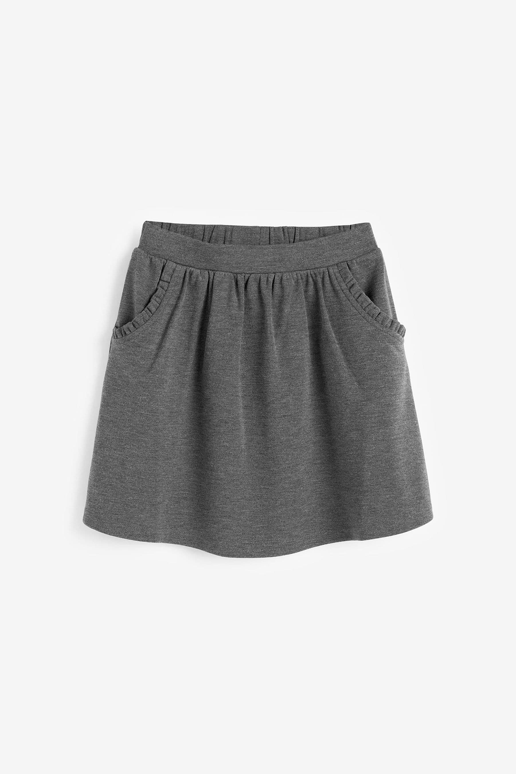 Grey Jersey Stretch Frill Pocket Skater School Skirt (3-16yrs)