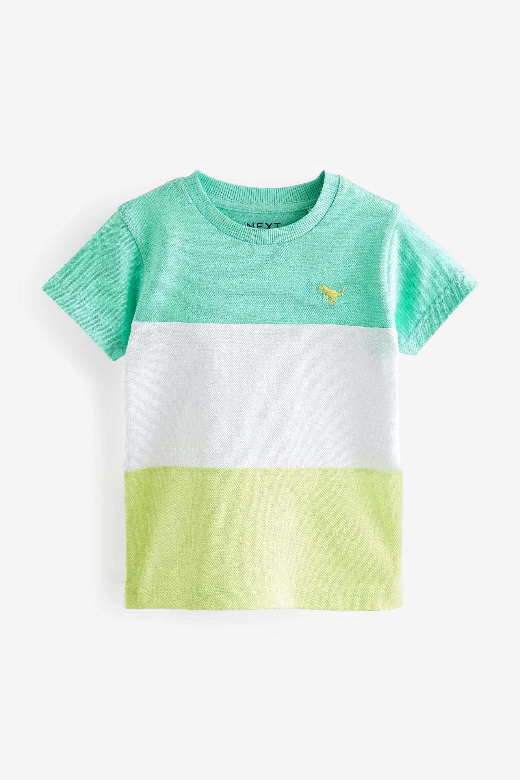 Green/Yellow Short Sleeve Colourblock T-Shirt (3mths-7yrs)