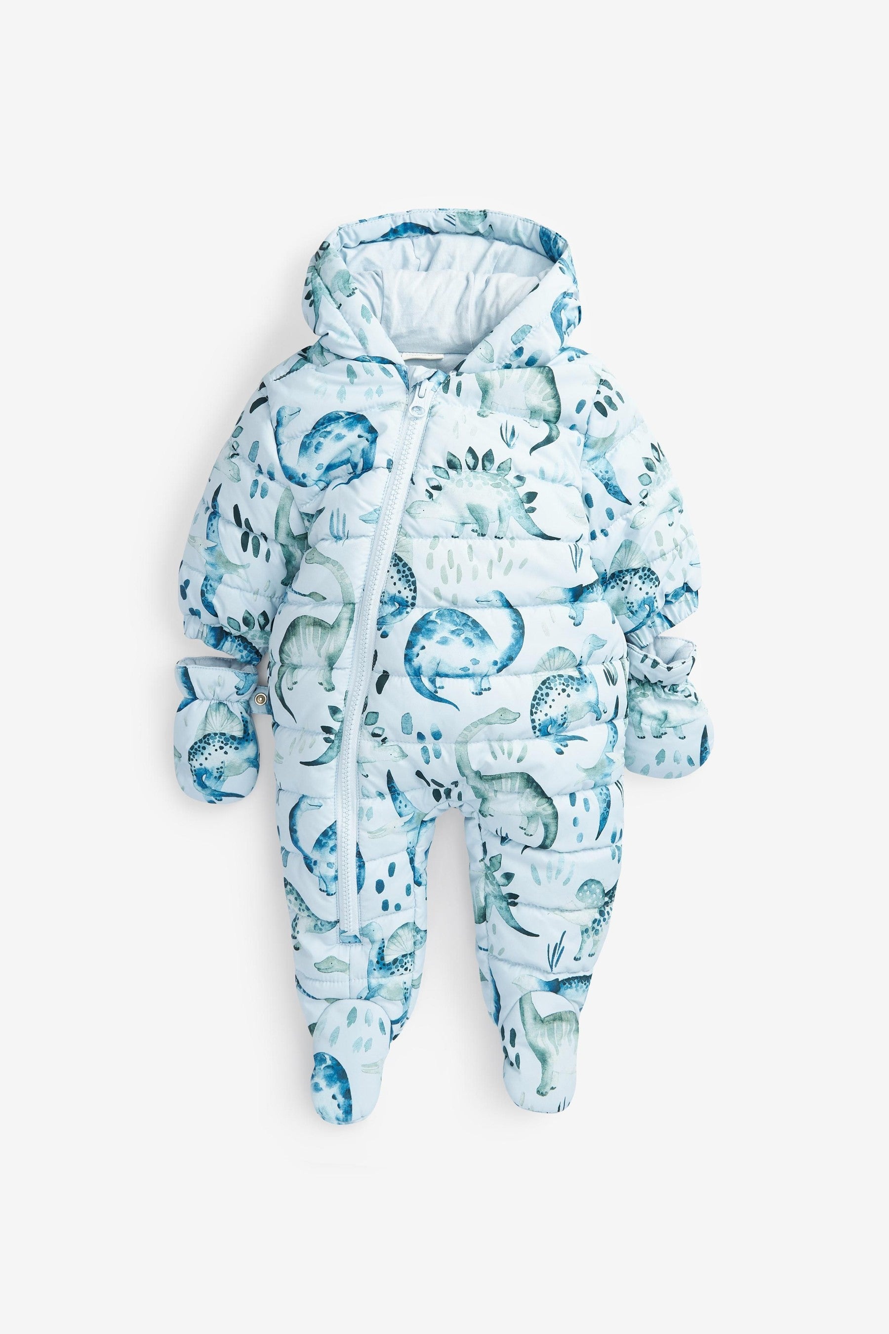 Blue Dinosaur Baby All-In-One Pramsuit (0mths-2yrs)