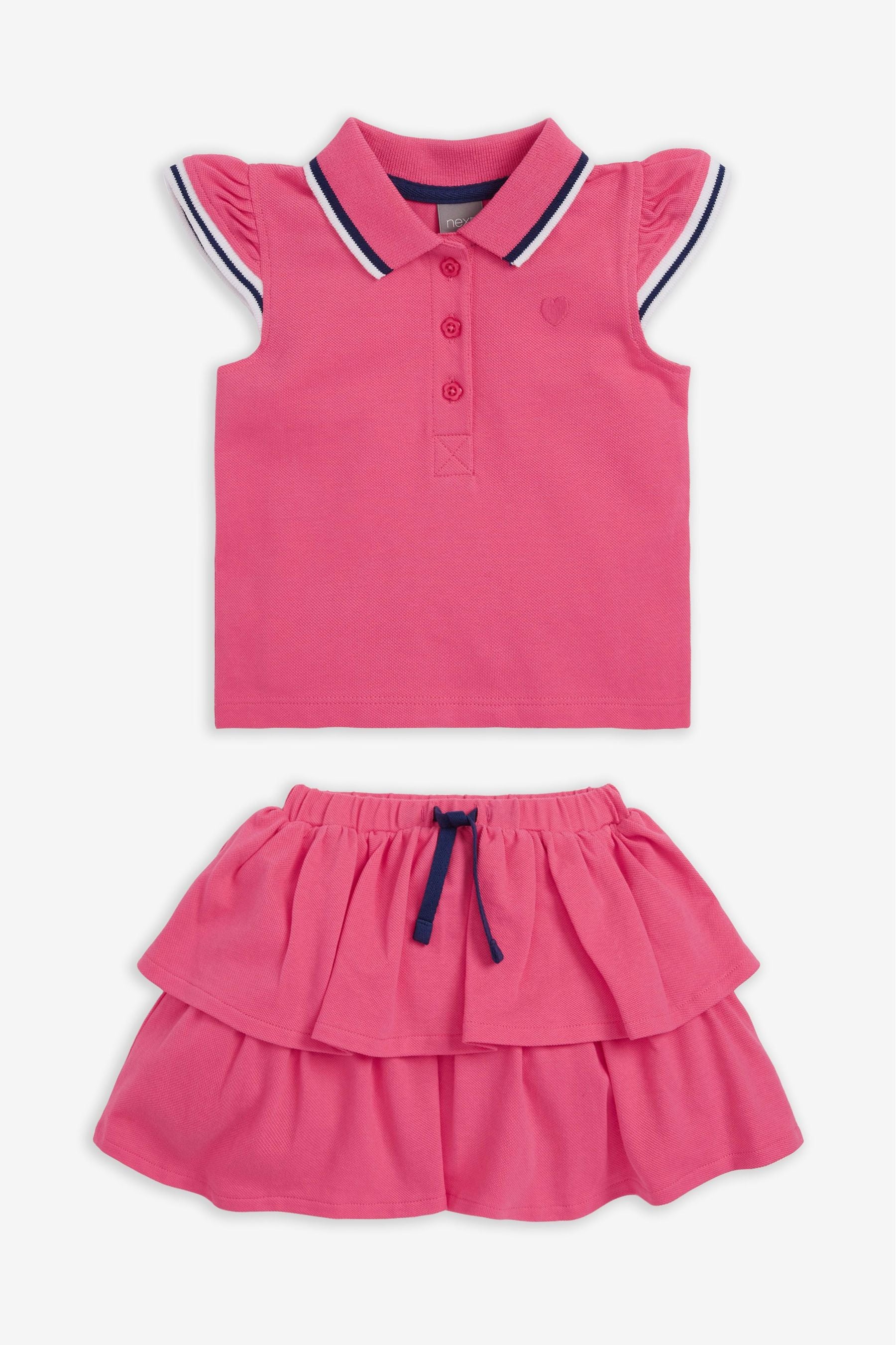 Pink Polo Top And Skirt Set (3mths-7yrs)