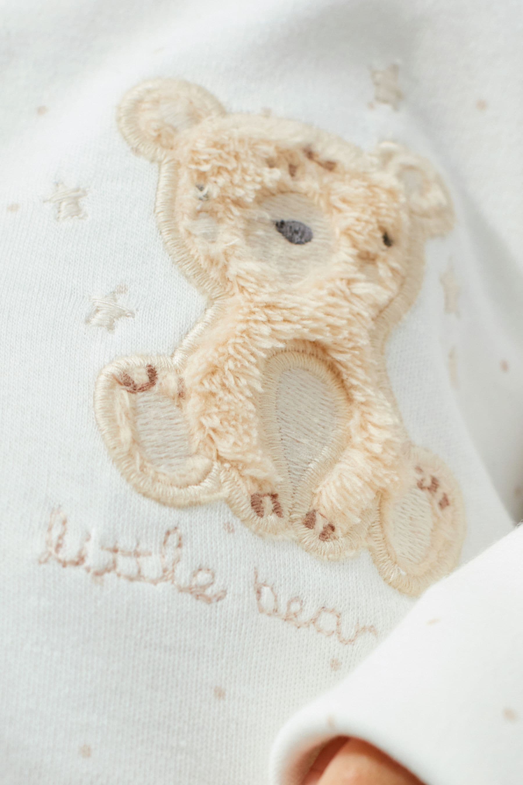 Tan Bear Delicate Appliquééé Baby Sleepsuits 3 Pack (0-2yrs)