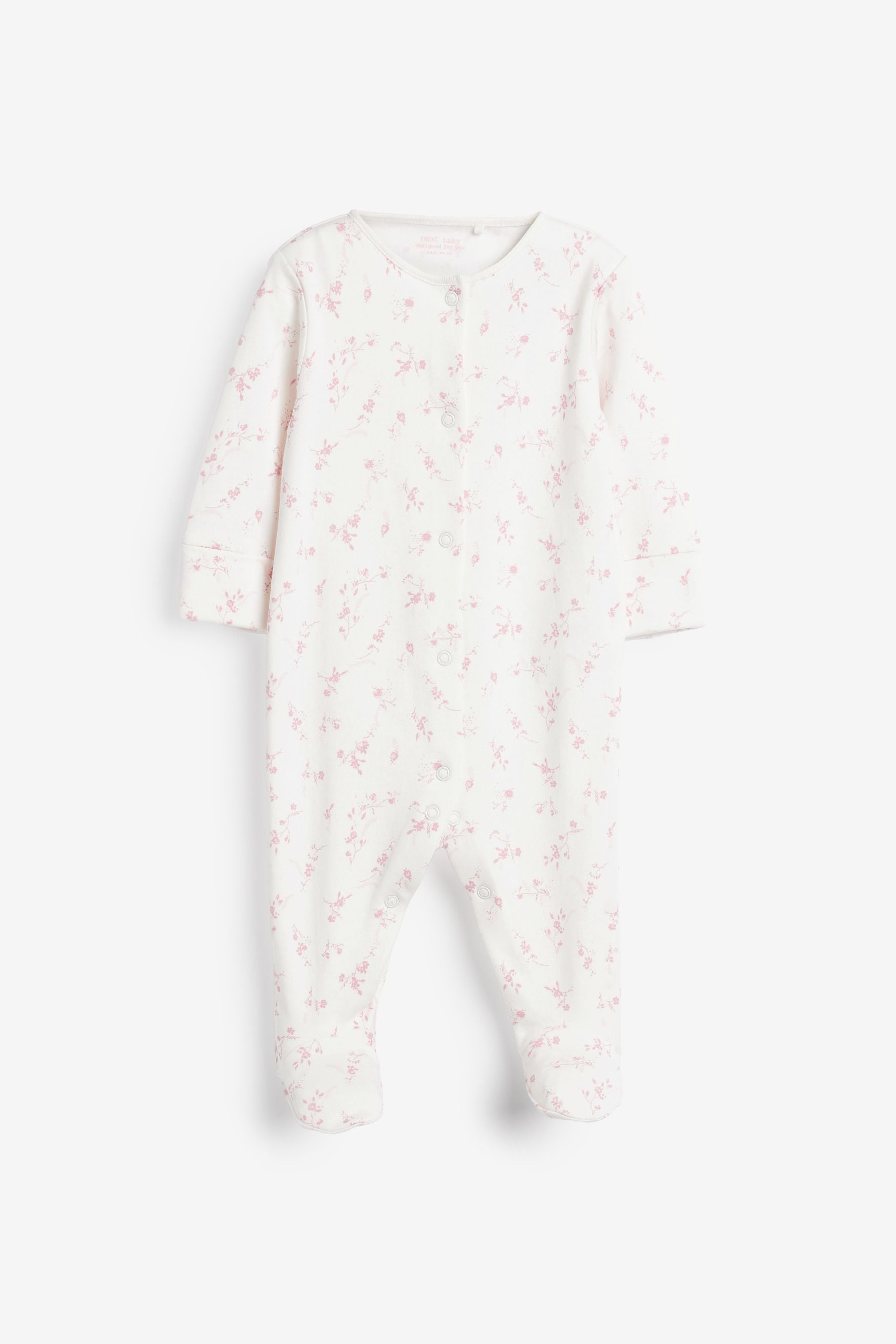 Pink Floral Baby Sleepsuits 5 Pack (0mths-2yrs)