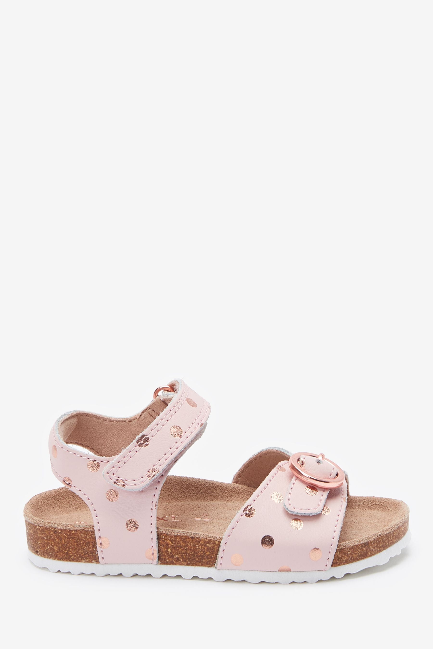 Pink Leather Wide Fit (G) Buckle Sandals