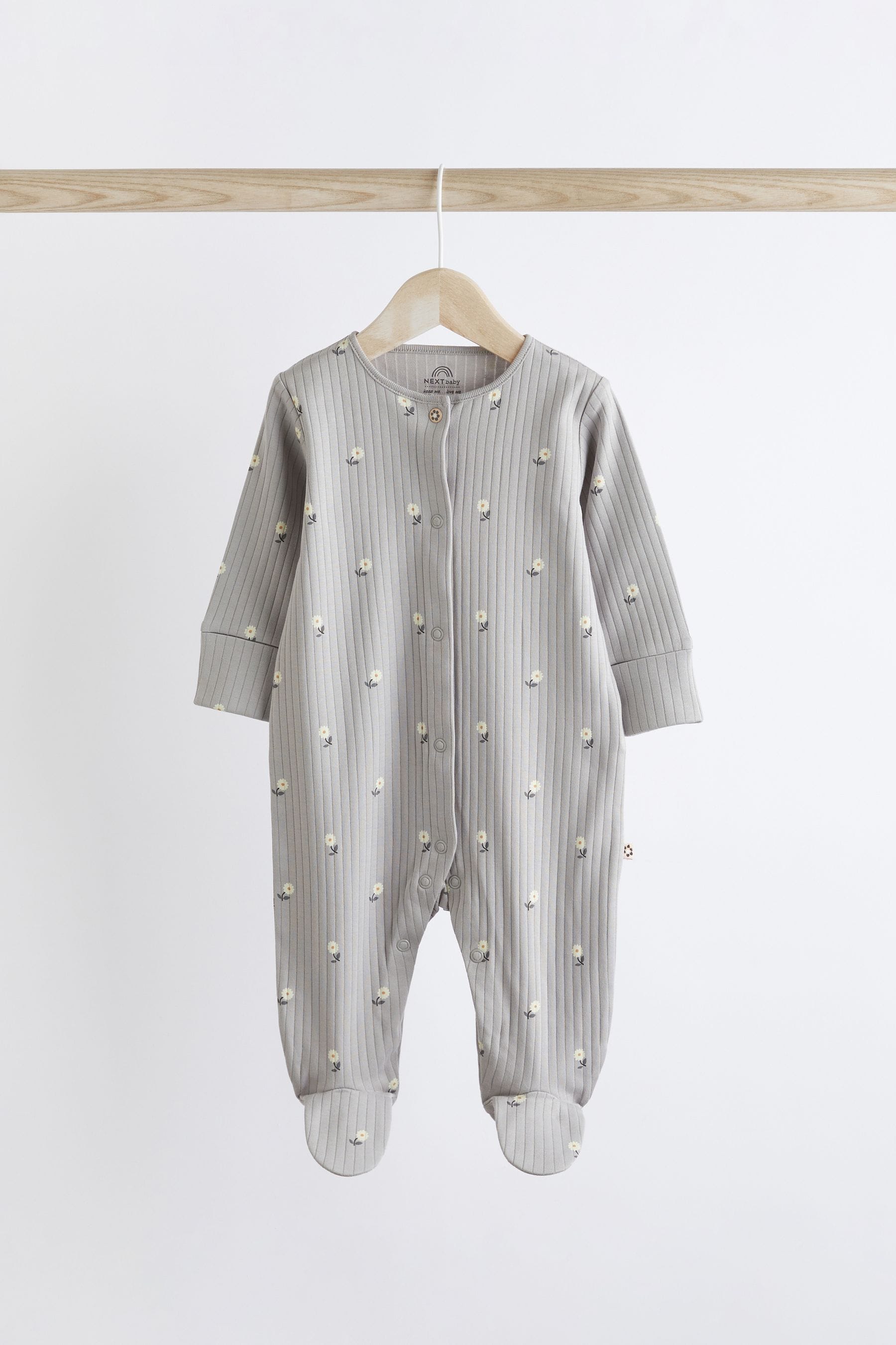 Neutral/Grey/Black Printed Baby Sleepsuits 3 Pack (0-3yrs)