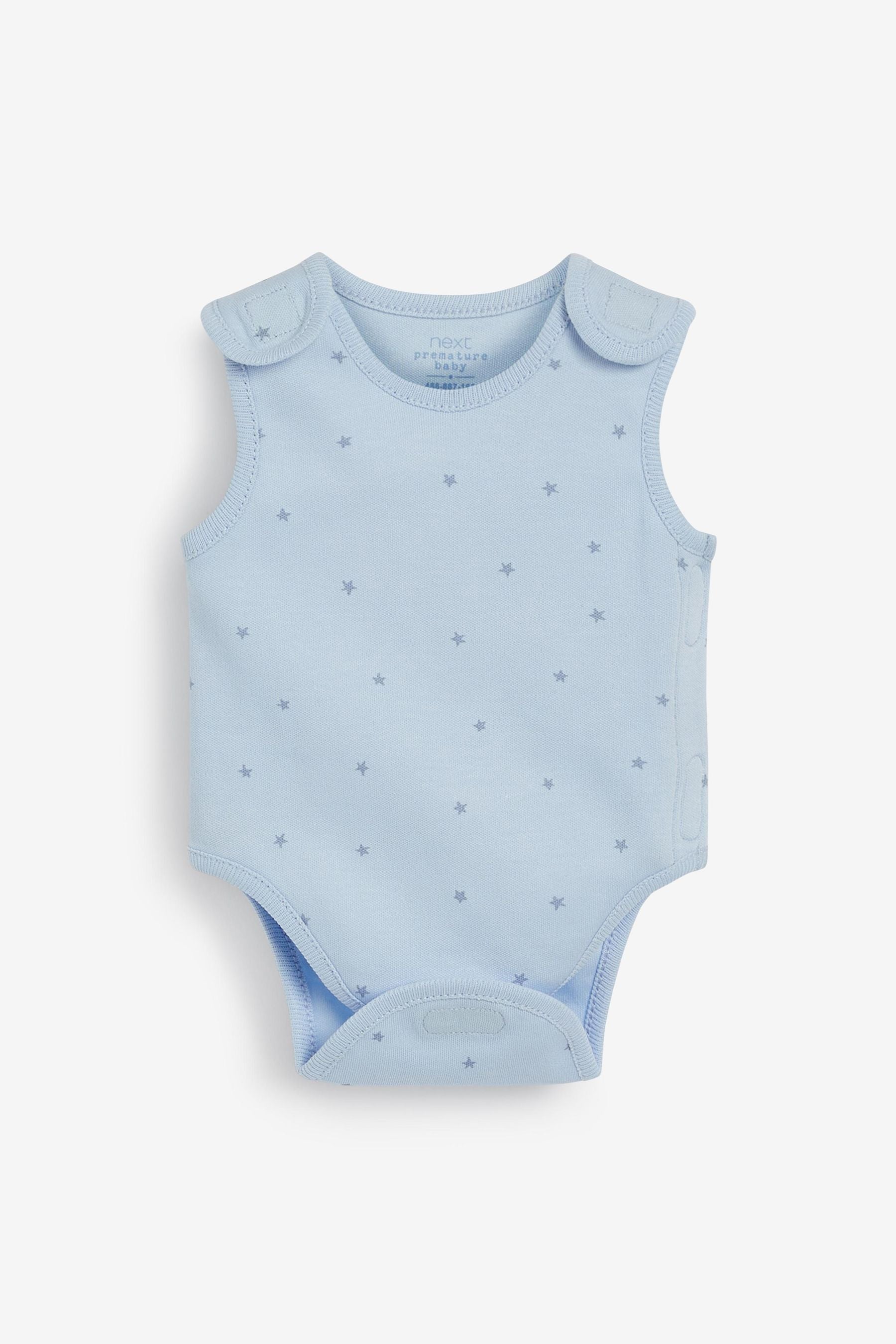 Blue 3 Pack Premature Vest Baby Bodysuits