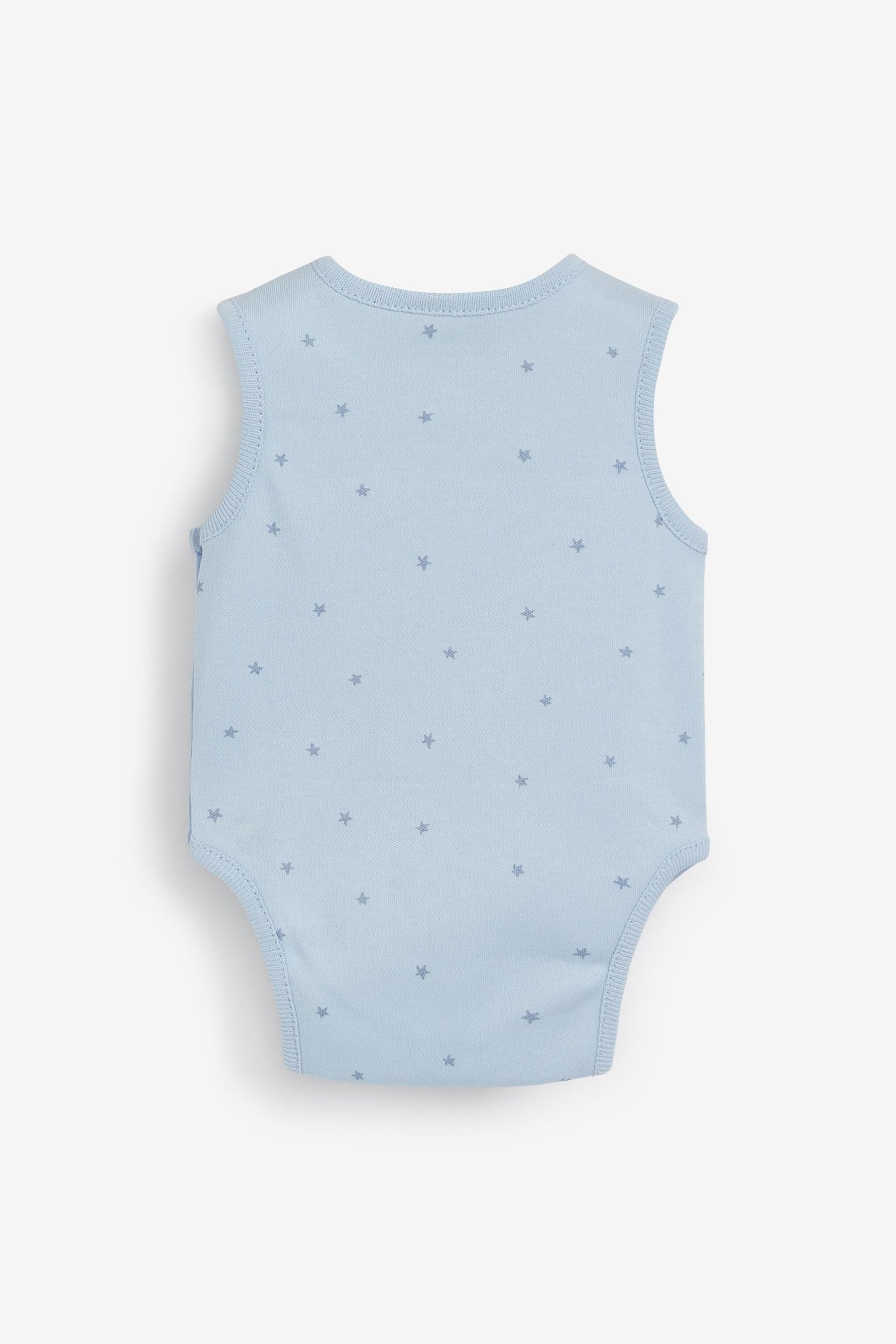 Blue 3 Pack Premature Vest Baby Bodysuits