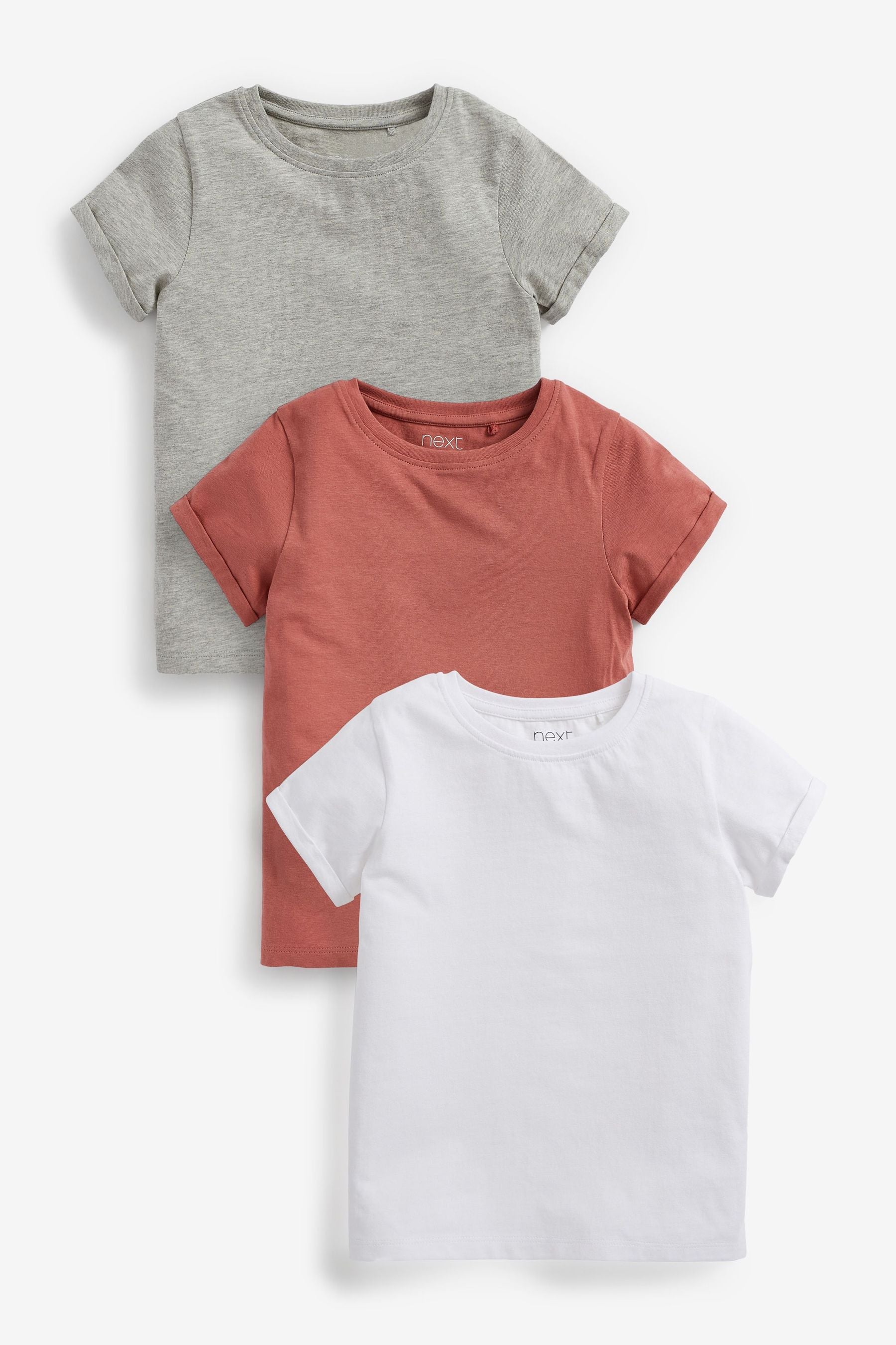 White/Pink/Grey 3 Pack T-Shirts (3-16yrs)