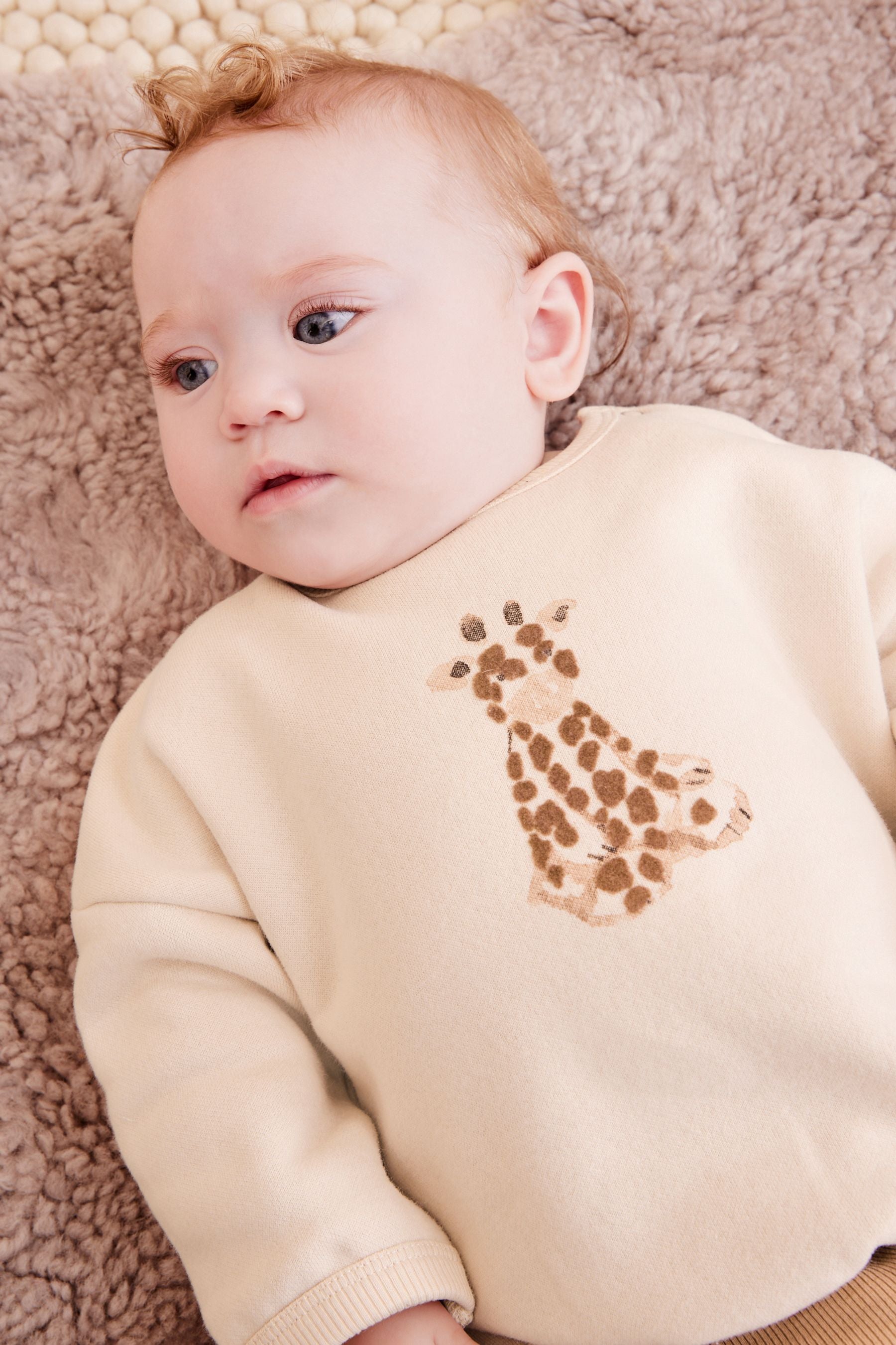 Tan Brown Giraffe Baby Sweatshirt And Leggings 2 Piece Set (0mths-2yrs)