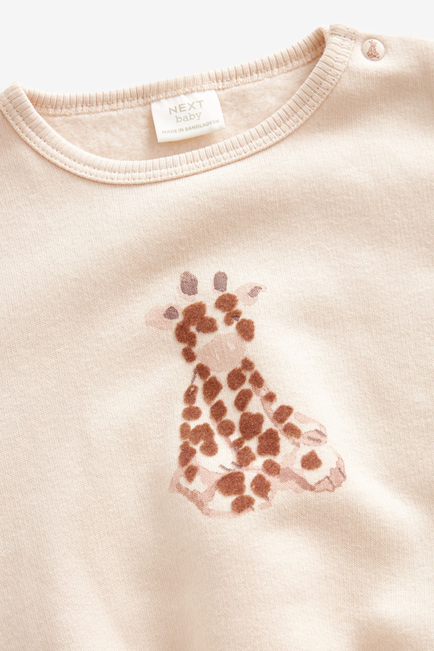 Tan Brown Giraffe Baby Sweatshirt And Leggings 2 Piece Set (0mths-2yrs)