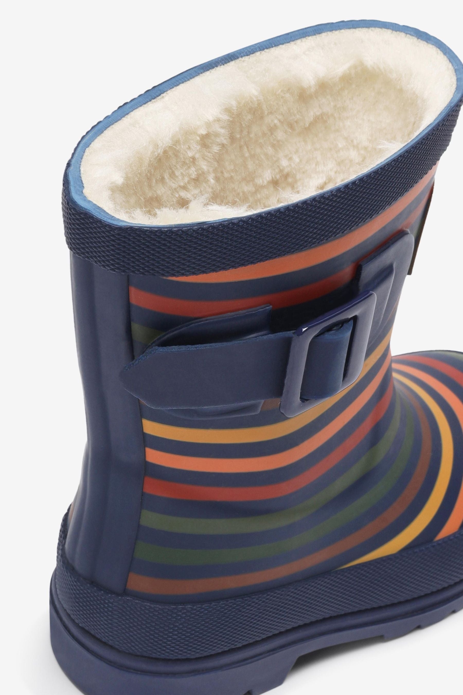 Muted Stripe Warm Lined Buckle Wellies