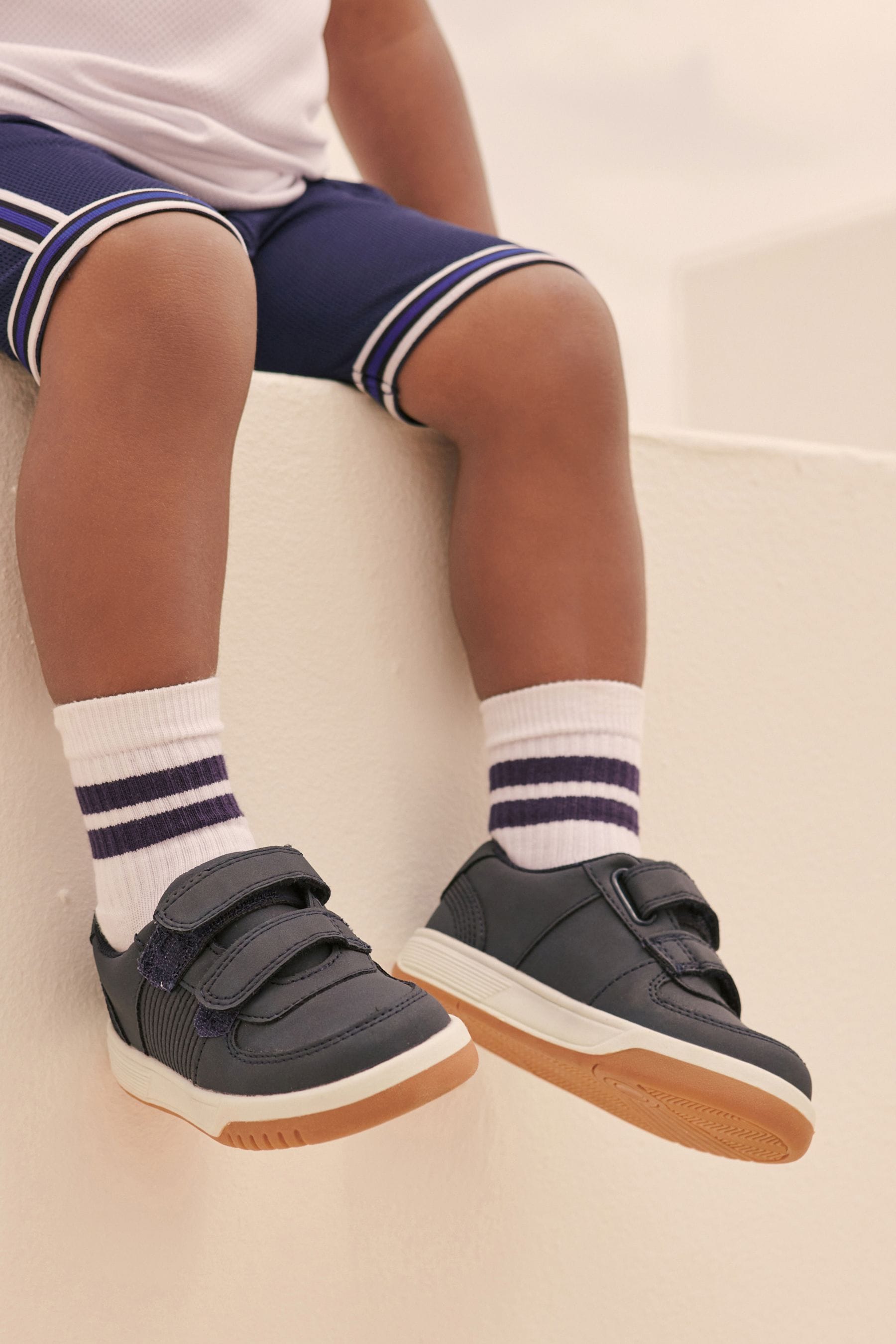 Navy Strap Touch Fastening Trainers