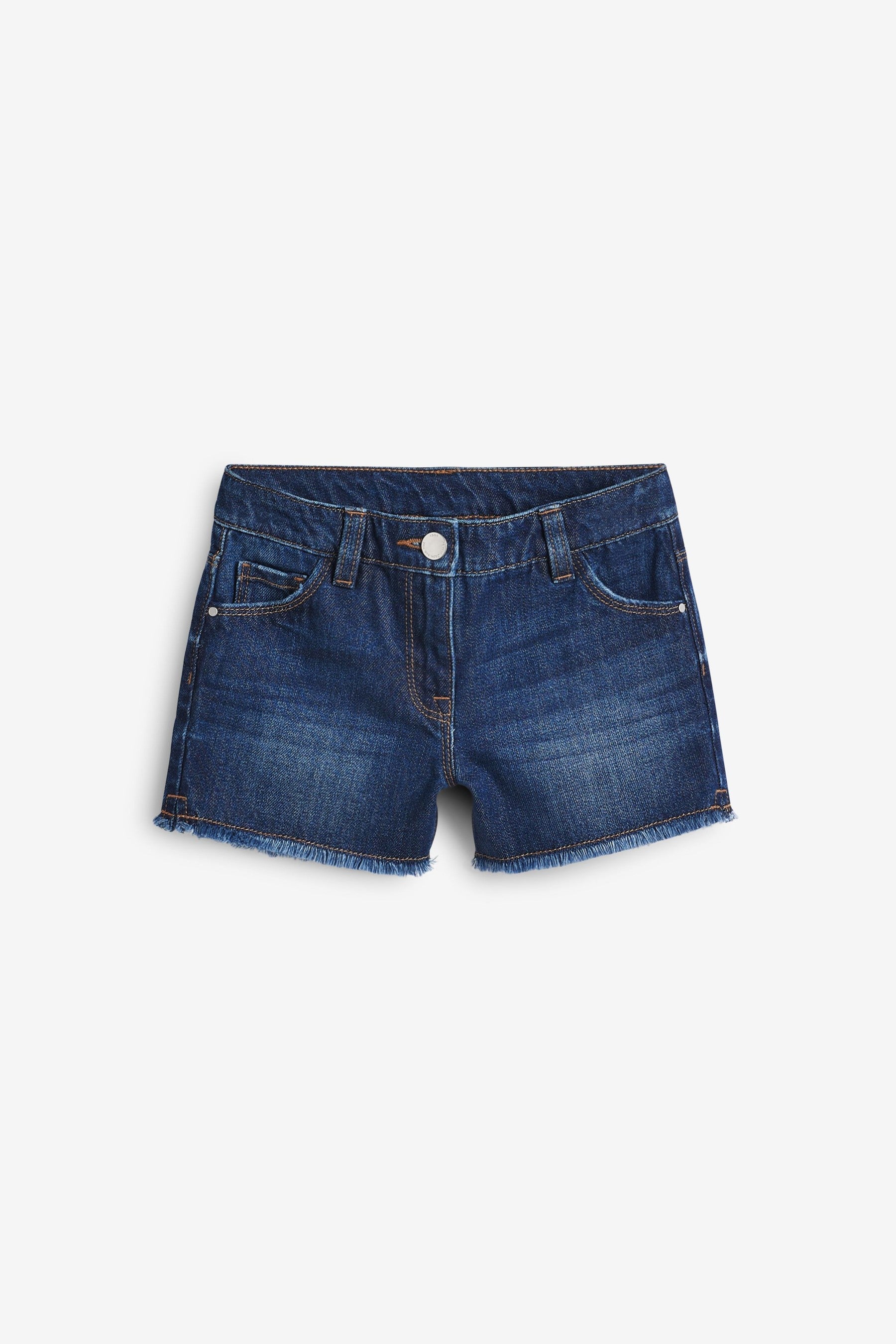 Dark Blue Frayed Hem Longer Length Denim Shorts (3-16yrs)