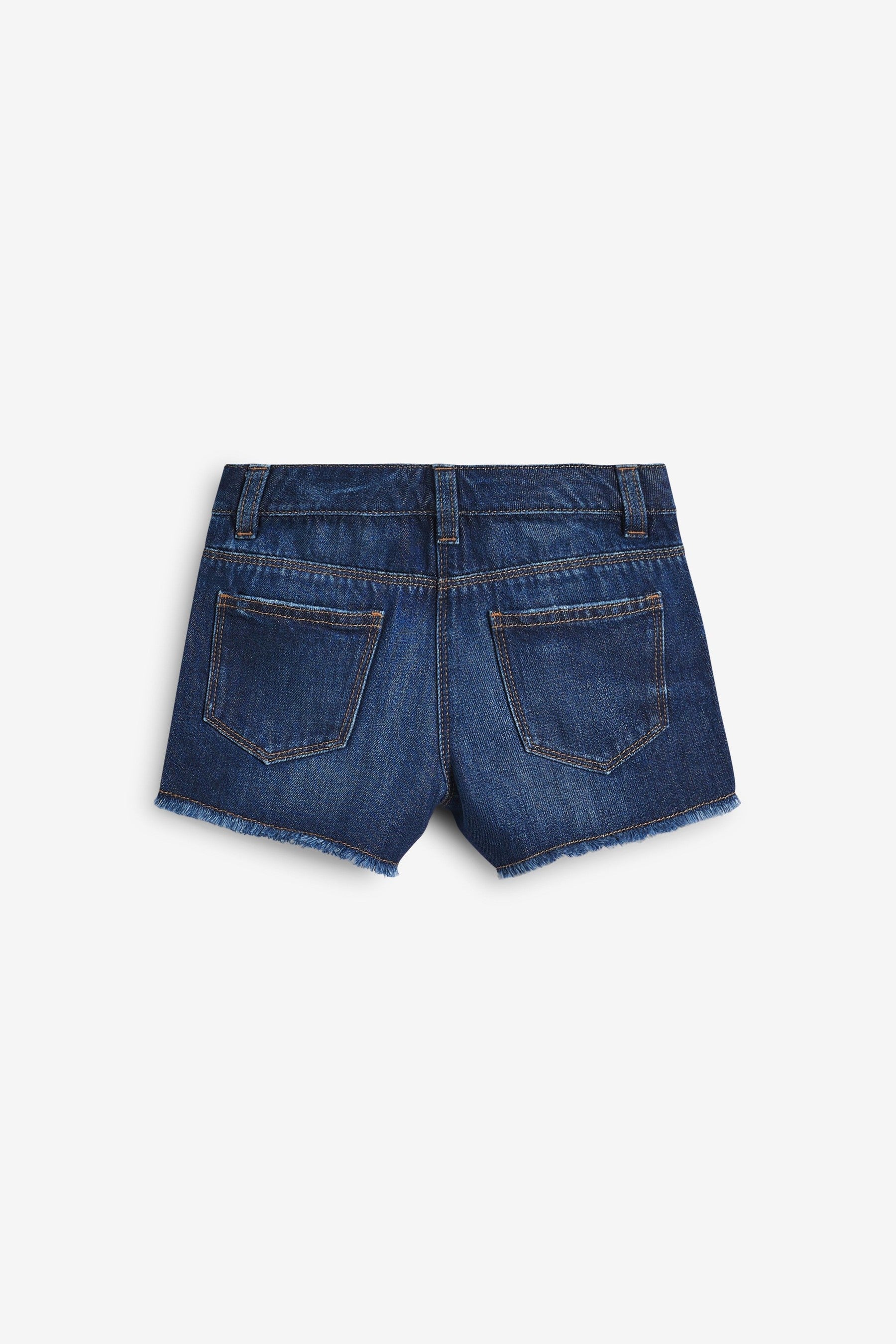 Dark Blue Frayed Hem Longer Length Denim Shorts (3-16yrs)