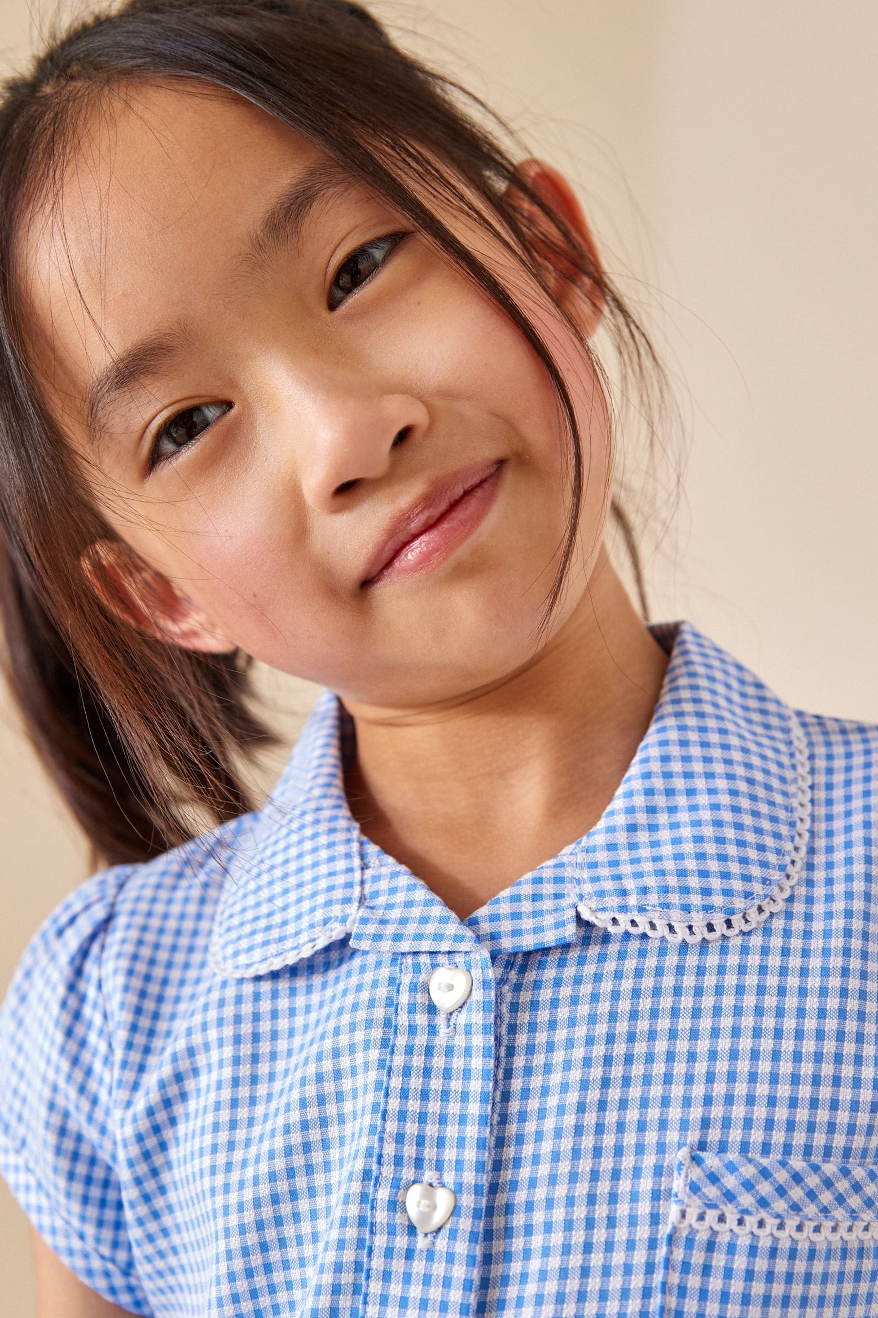 Blue Gingham Cotton Rich Belted School Dress With Scrunchie (3-14yrs)