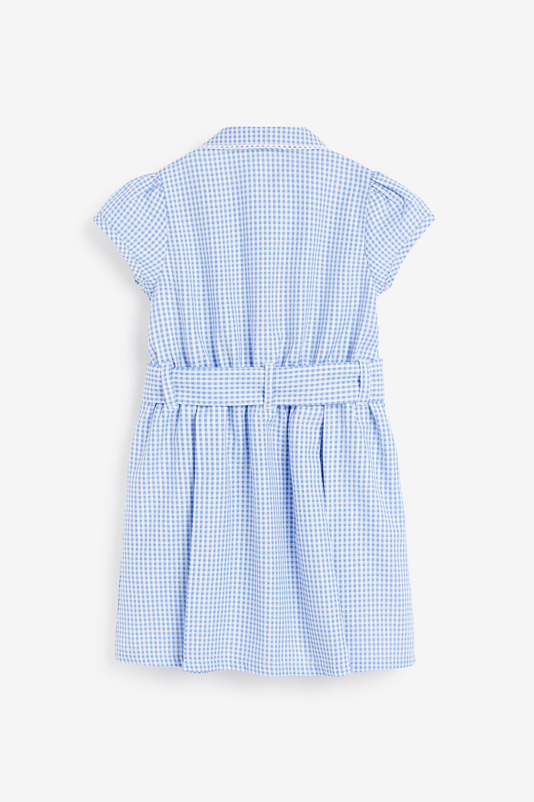 Blue Gingham Cotton Rich Belted School Dress With Scrunchie (3-14yrs)