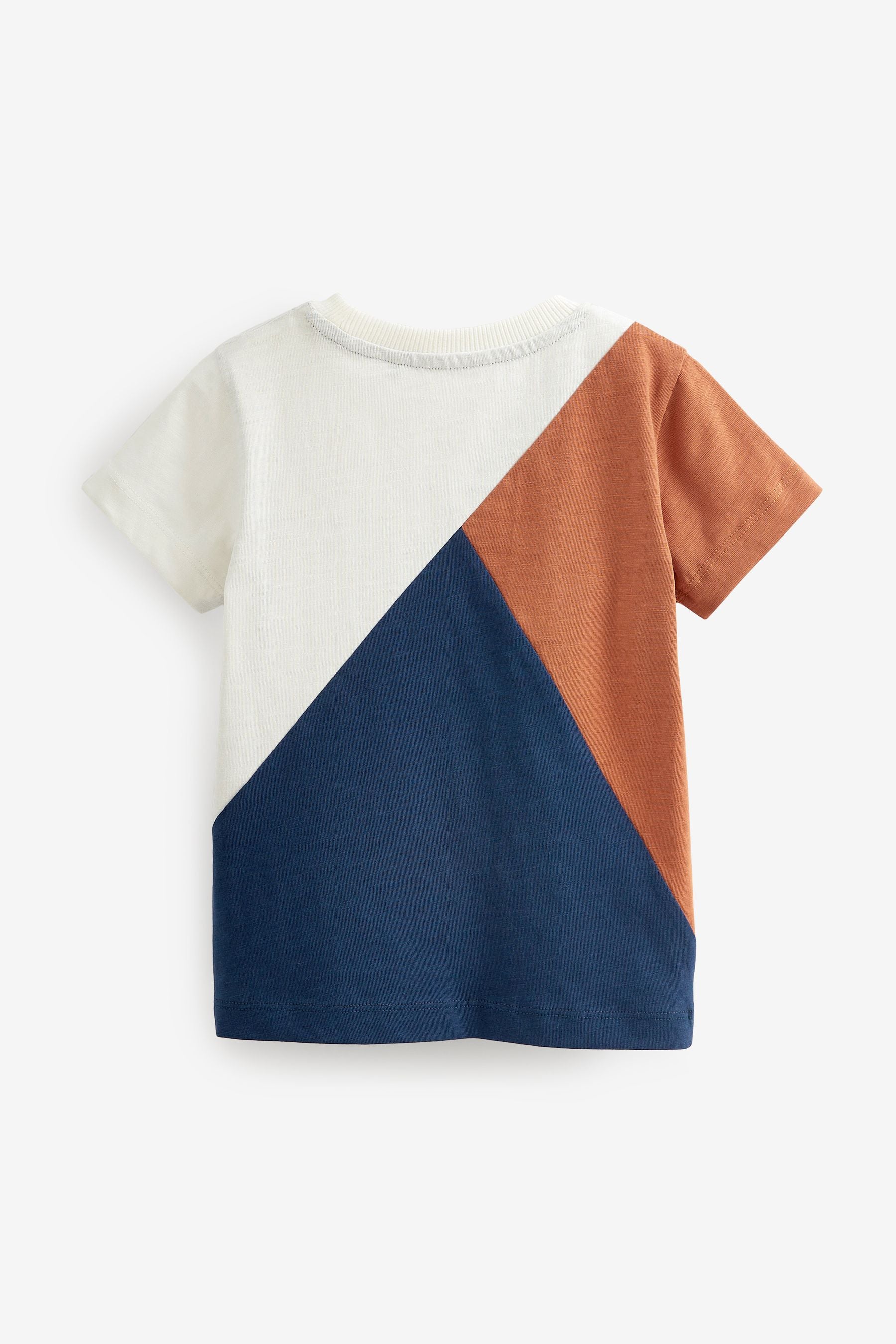 Rust Brown & Navy Short Sleeve Colourblock T-Shirt (3mths-7yrs)